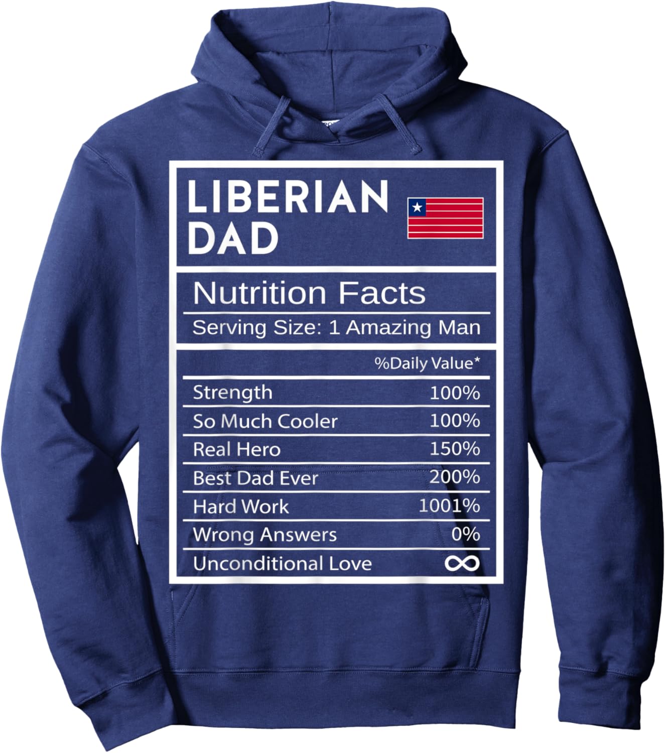 Liberian Dad Nutrition Facts National Pride Father's Day Hoodie - Hoodie | Navy