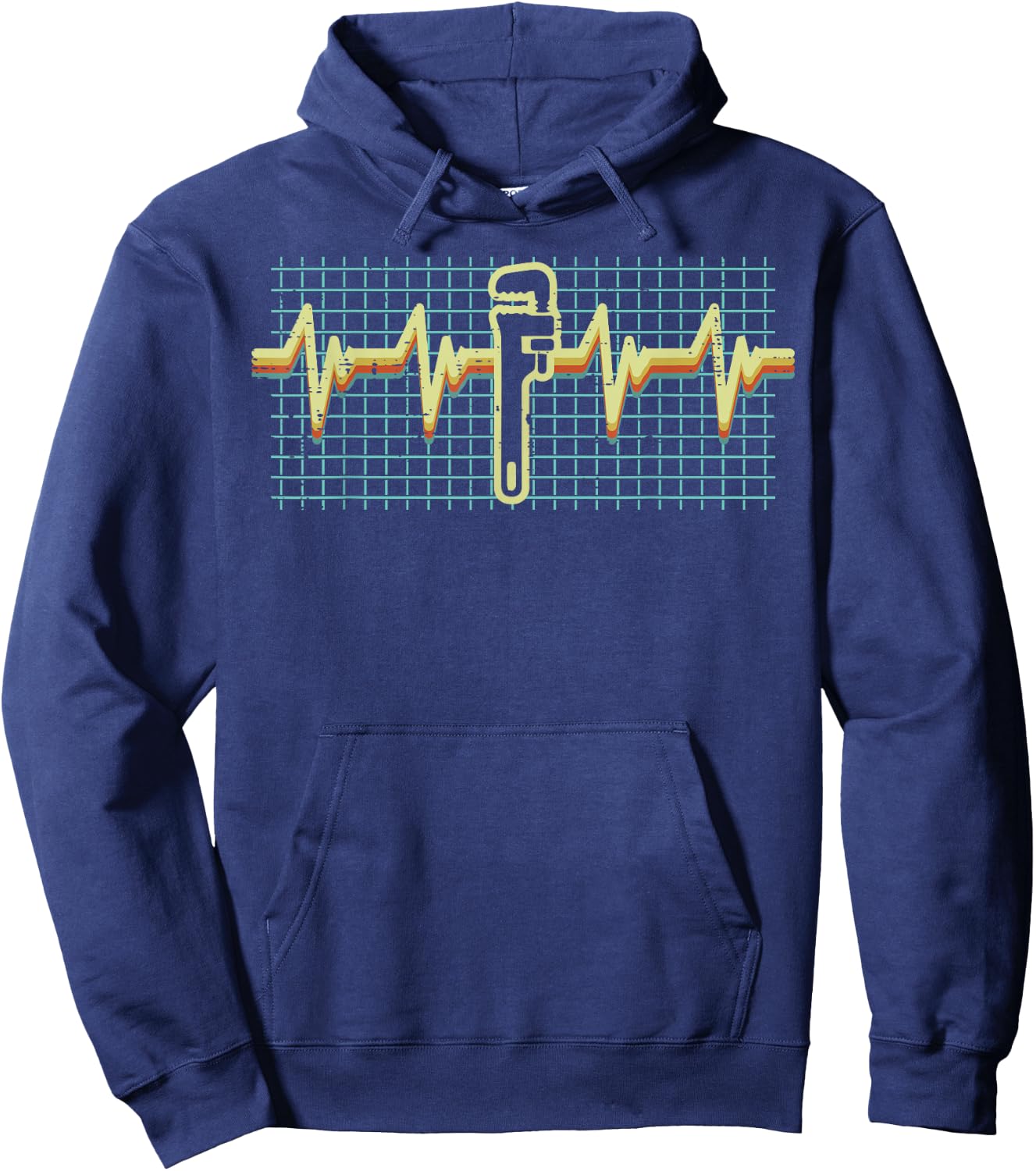 Wrench Heartbeat Retro Funny Car Auto Mechanic Garage Men Hoodie - Hoodie | Navy