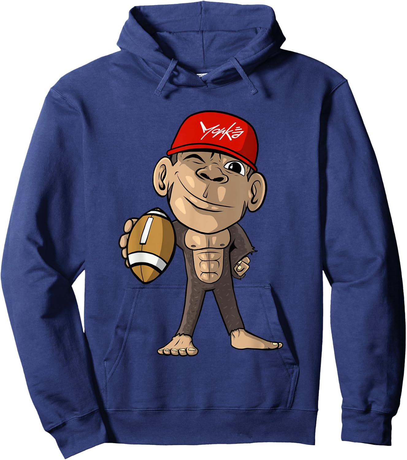 Cute Monkey with Football - American Football Hoodie - Hoodie | Navy