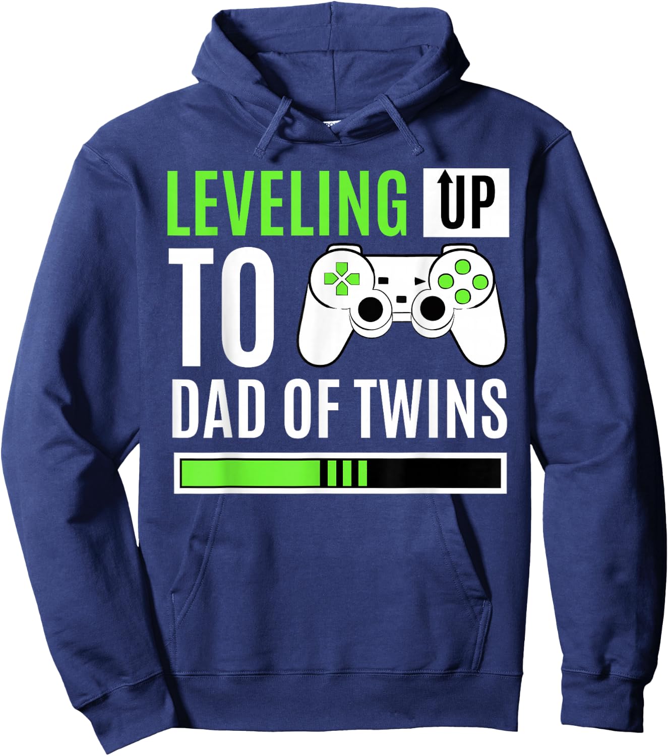 Leveling Up to Dad of Twins Gaming Gender Reveal Celebration Small Hoodie - Hoodie | Navy