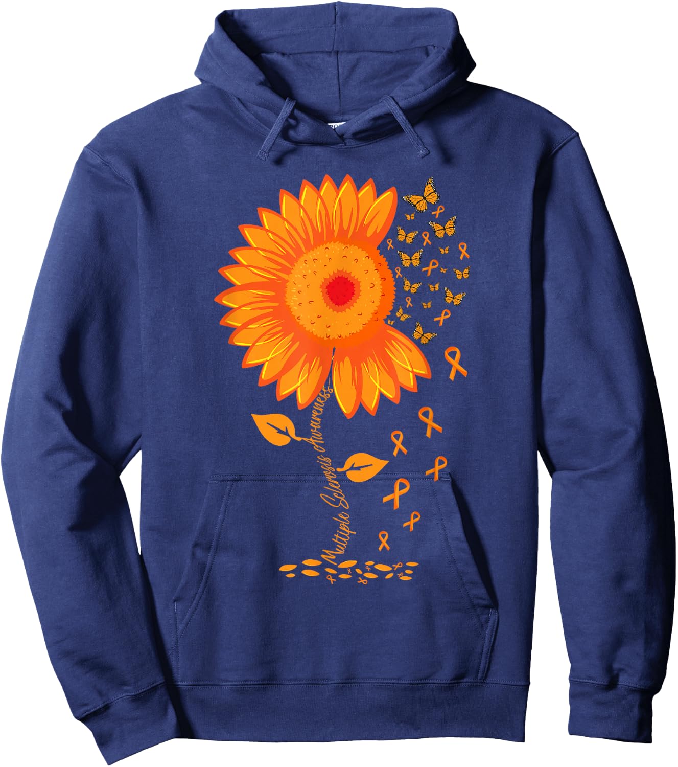 Multiple Sclerosis Awareness Ribbon Flower MS butterfly Hoodie - Hoodie | Navy