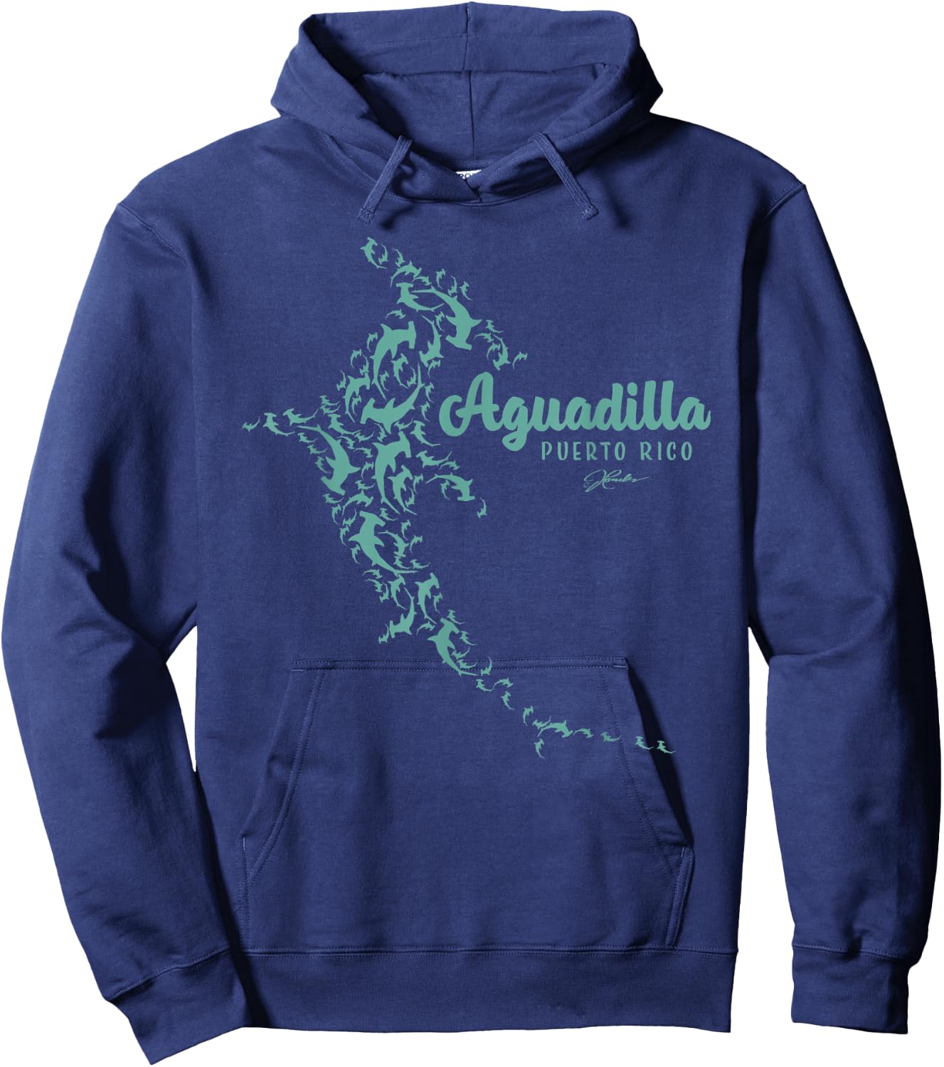 JCombs: Aguadilla, Puerto Rico, Hammerhead Shark, Beach Women Kids Hoodie - Hoodie | Navy