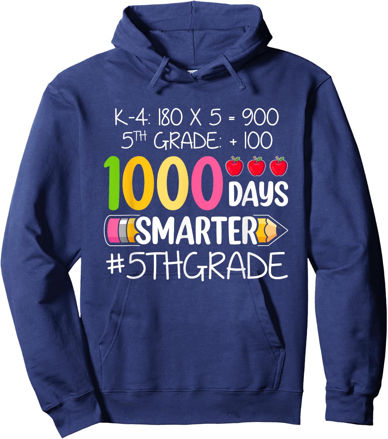 1000 Days Smarter Fifth 5th Grade Teacher Student School Hoodie - Hoodie | Navy