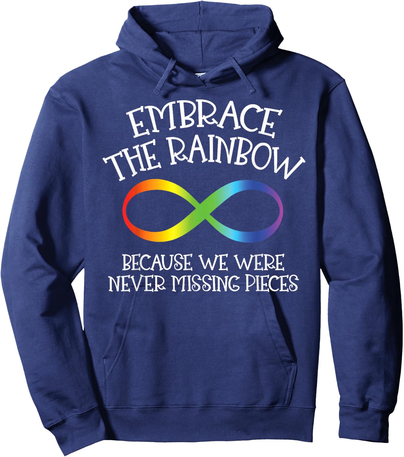 Autism Awareness Embrace The Rainbow Infinity Anti Puzzle Hoodie - Hoodie | Navy