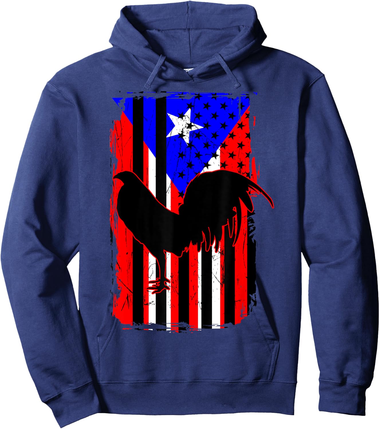 Rooster Puerto Rican Flag Gallo Bandera Boricua Boriken Hoodie - Hoodie | Navy