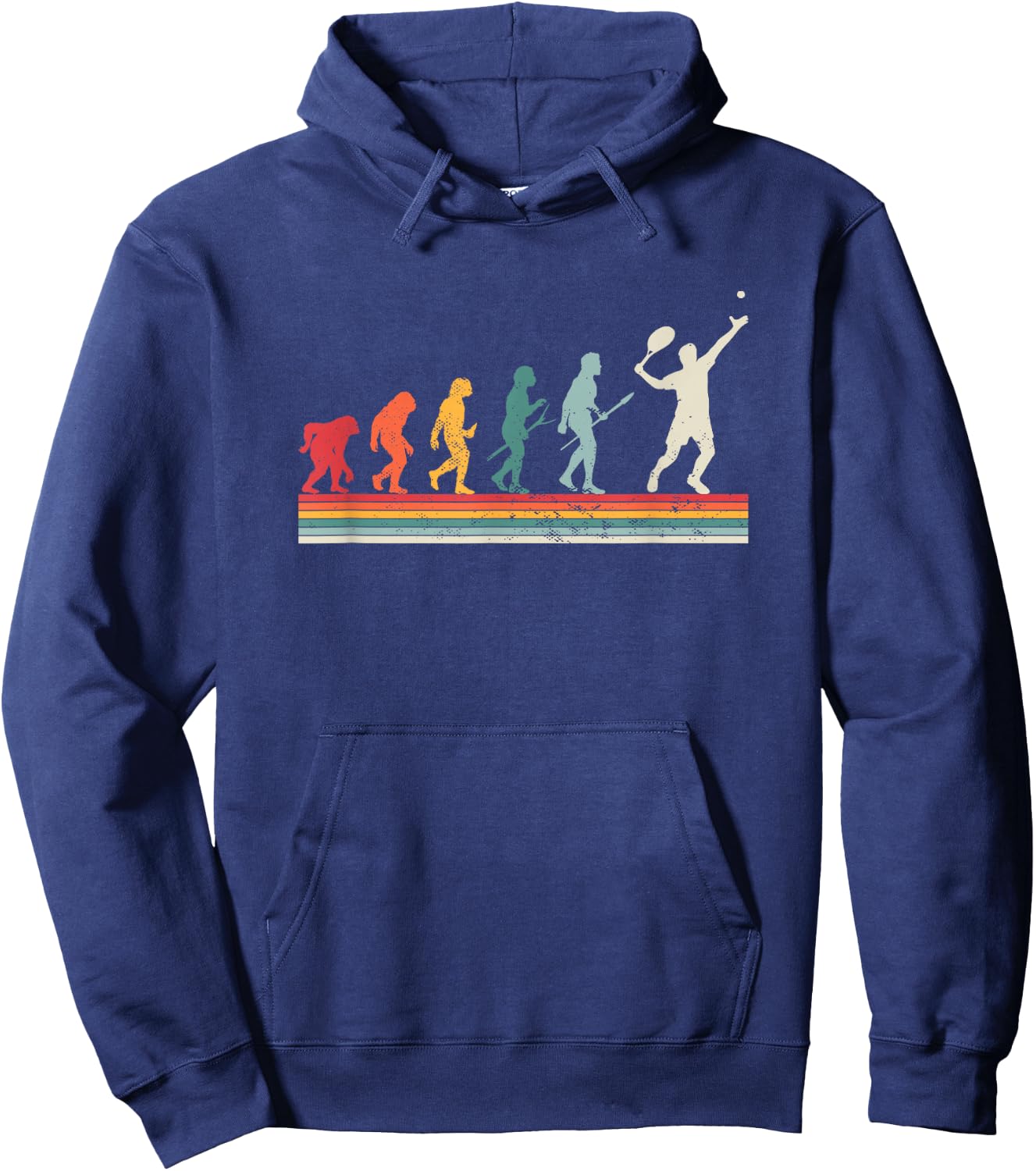 Human Evolution Tennis - Sport Game Vintage Tennis Player Hoodie - Hoodie | Navy