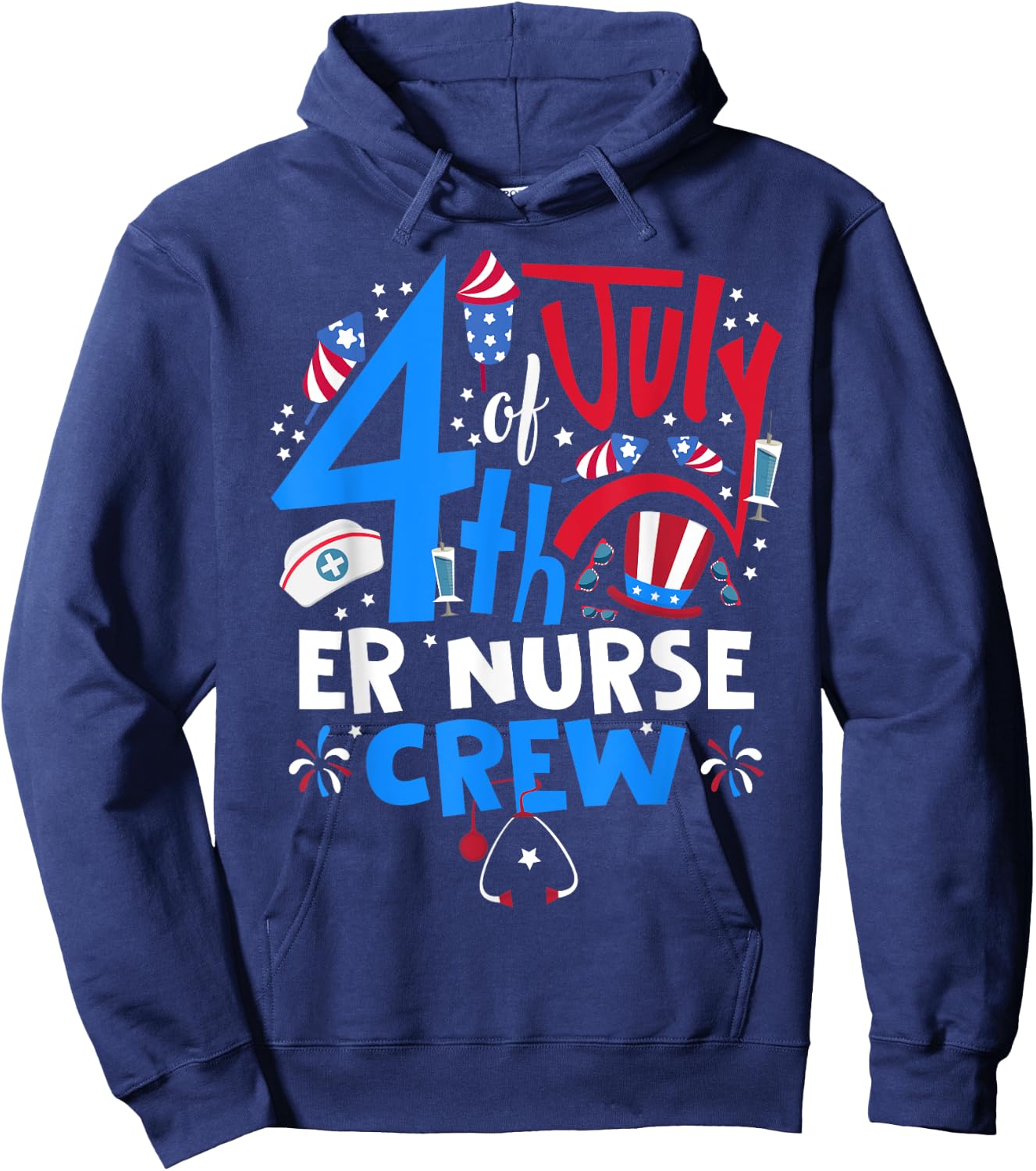 4th of July ER Nurse Crew Emergency Room Nurse In 4th July Men Hoodie - Hoodie | Navy