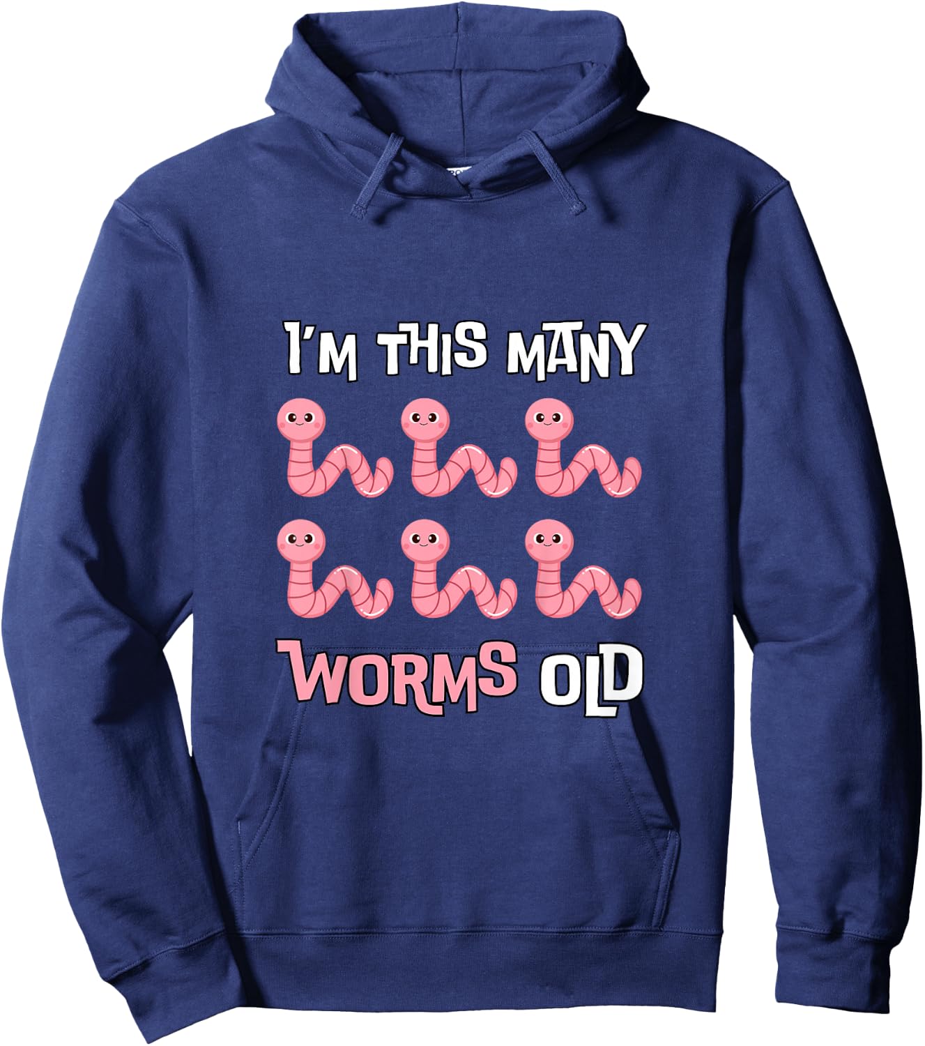Kids I'm This Many Worms Old - Cute Worm 6th Bday 6 Years Old Hoodie - Hoodie | Navy