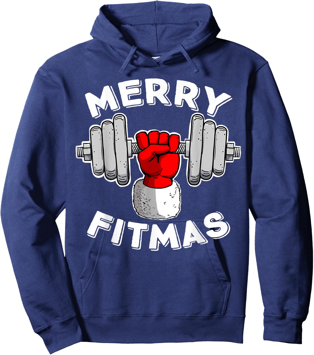 Merry Fitmas Christmas Santa Claus Dumbbell Merry Fitmas Hoodie - Hoodie | Navy