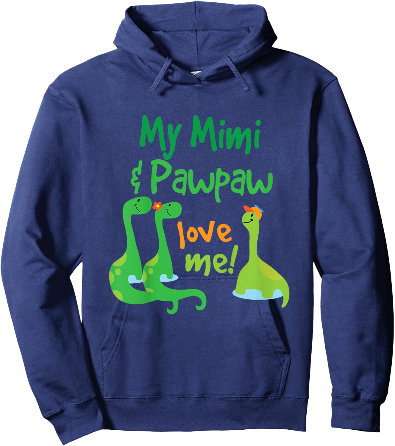 Kids Mimi and Pawpaw Love Me Dinosaur Grandson Hoodie - Hoodie | Navy