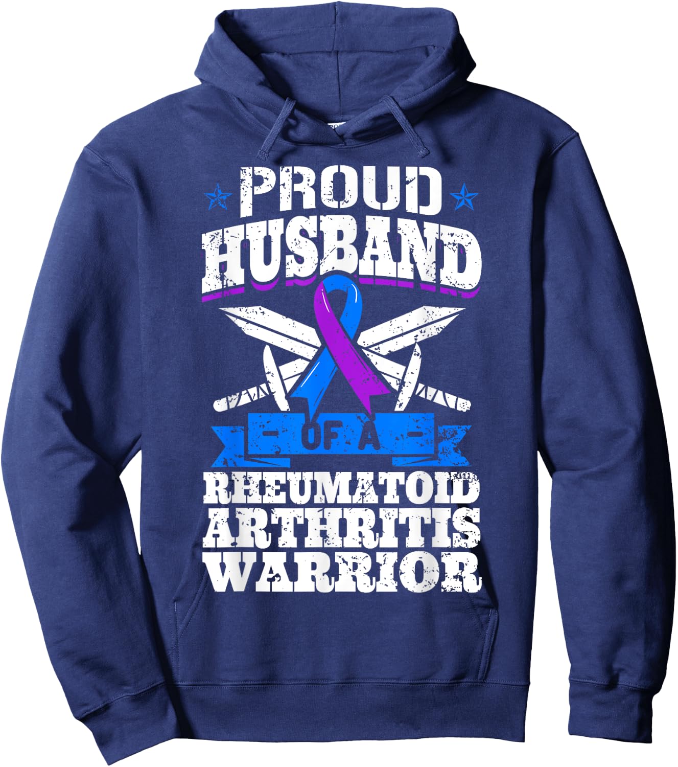 Proud Husband Of A Rheumatoid Arthritis Warrior RA Awareness Hoodie - Hoodie | Navy