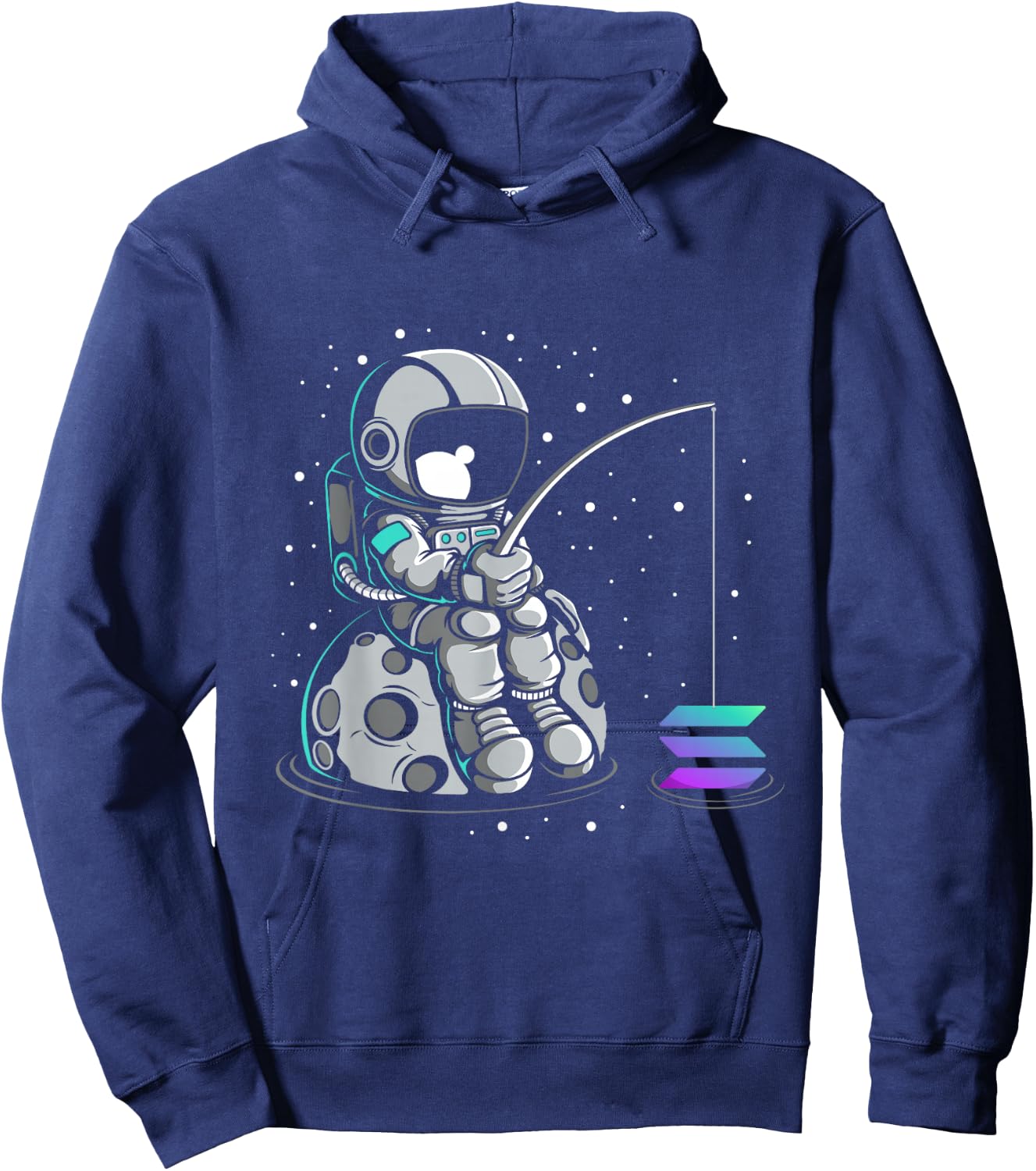 Solana Fishing Crypto Bullrun SOL Token Rich Millionaire Hoodie - Hoodie | Navy