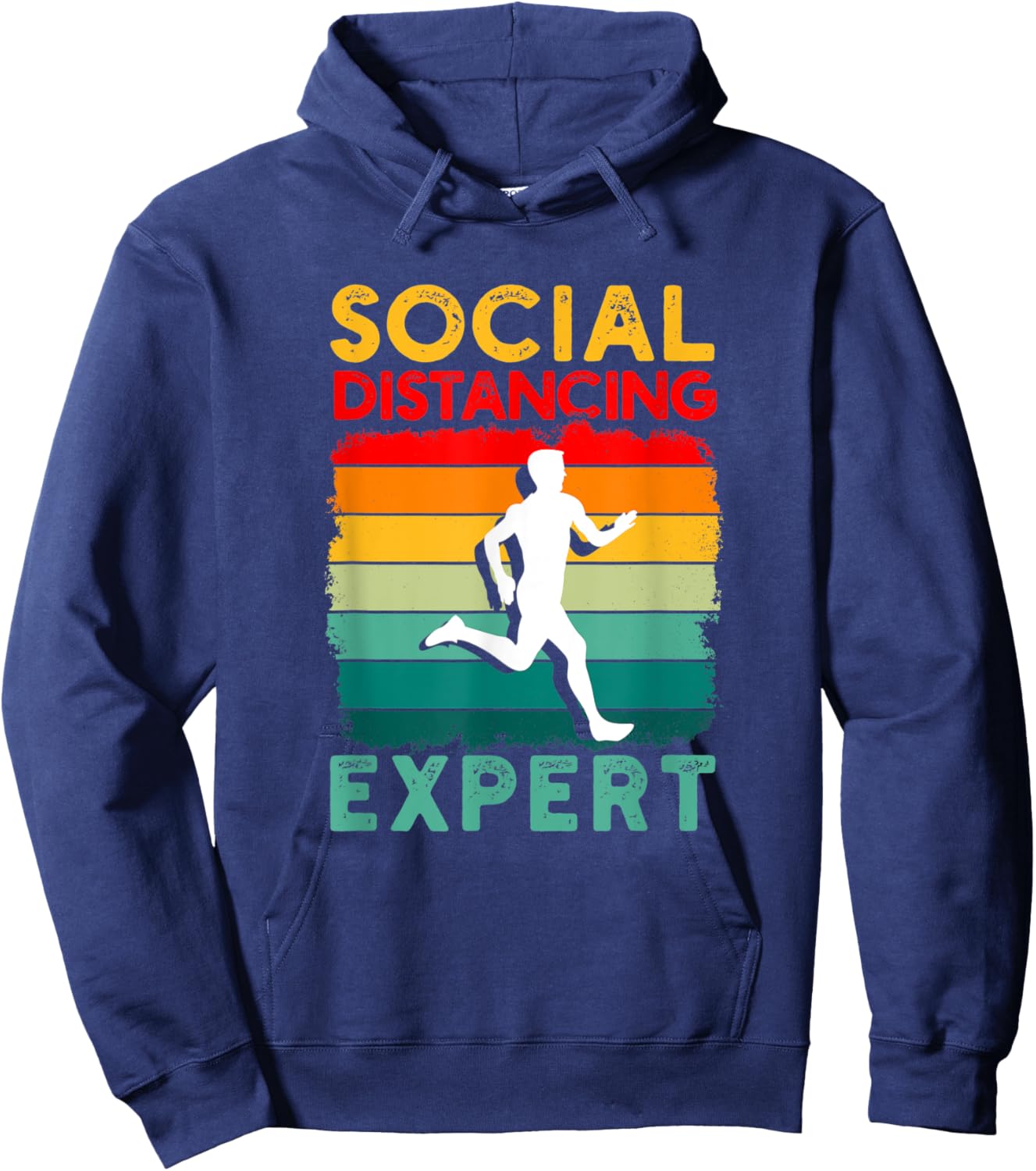 Running Sports Pun Social Distancing Expert Funny Runner Hoodie - Hoodie | Navy