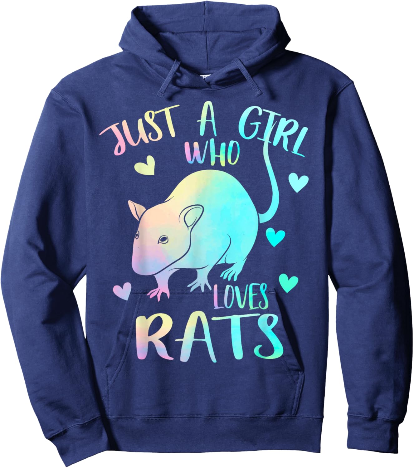 Just a Girl Who Loves Rats Themed Cute Rat Lover Mice Girls Hoodie - Hoodie | Navy