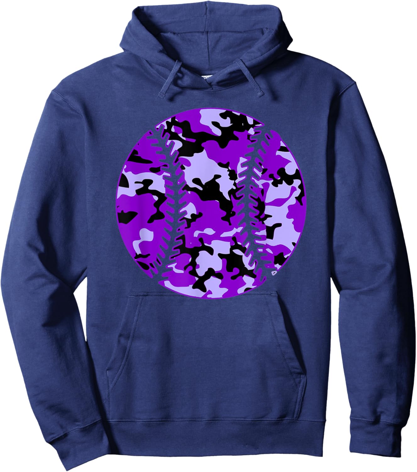 Purple Camo Baseball - Purple Camouflage Baseball Hoodie - Hoodie | Navy