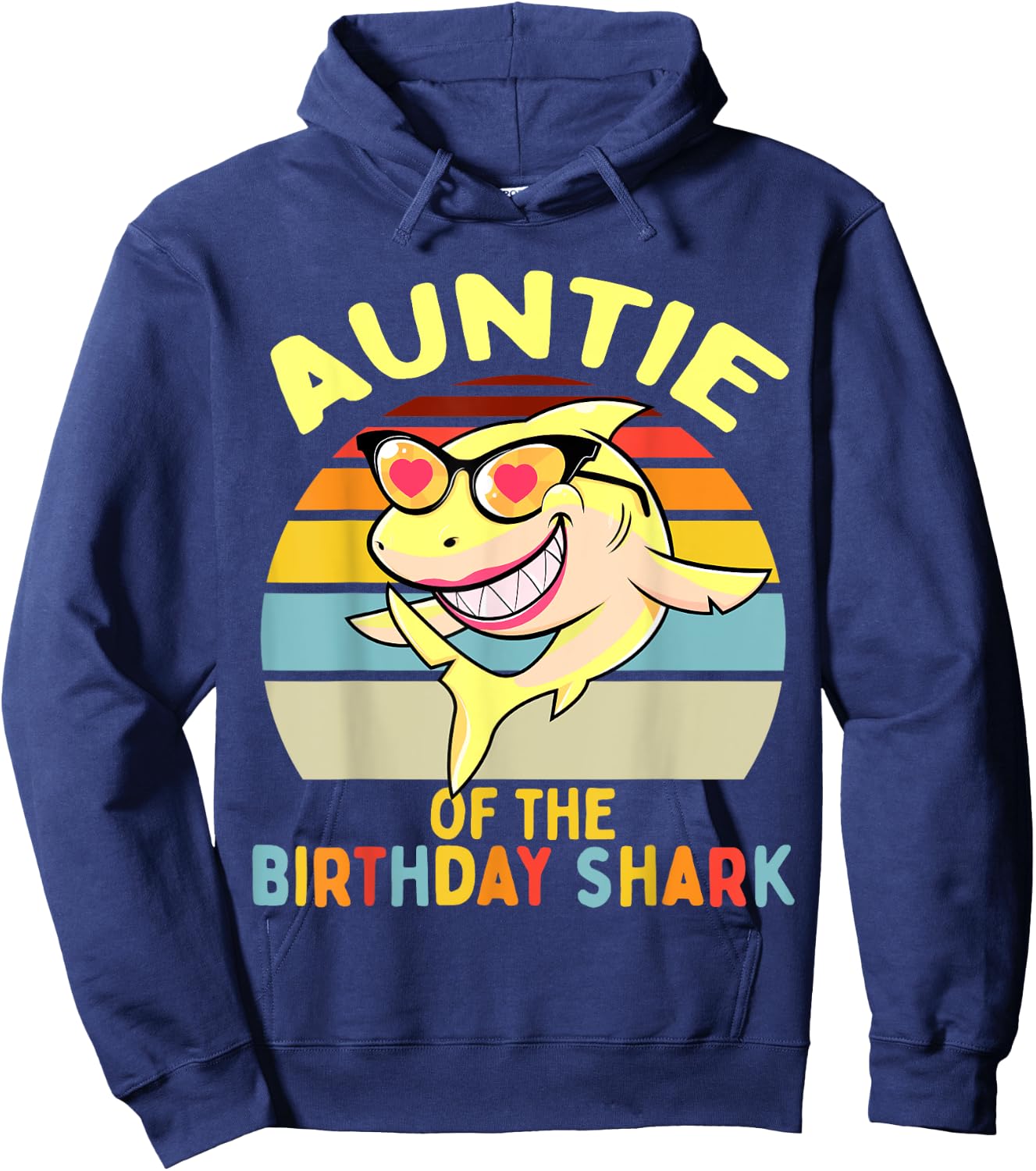 Auntie of the Shark Birthday Aunt Matching Family Hoodie - Hoodie | Navy