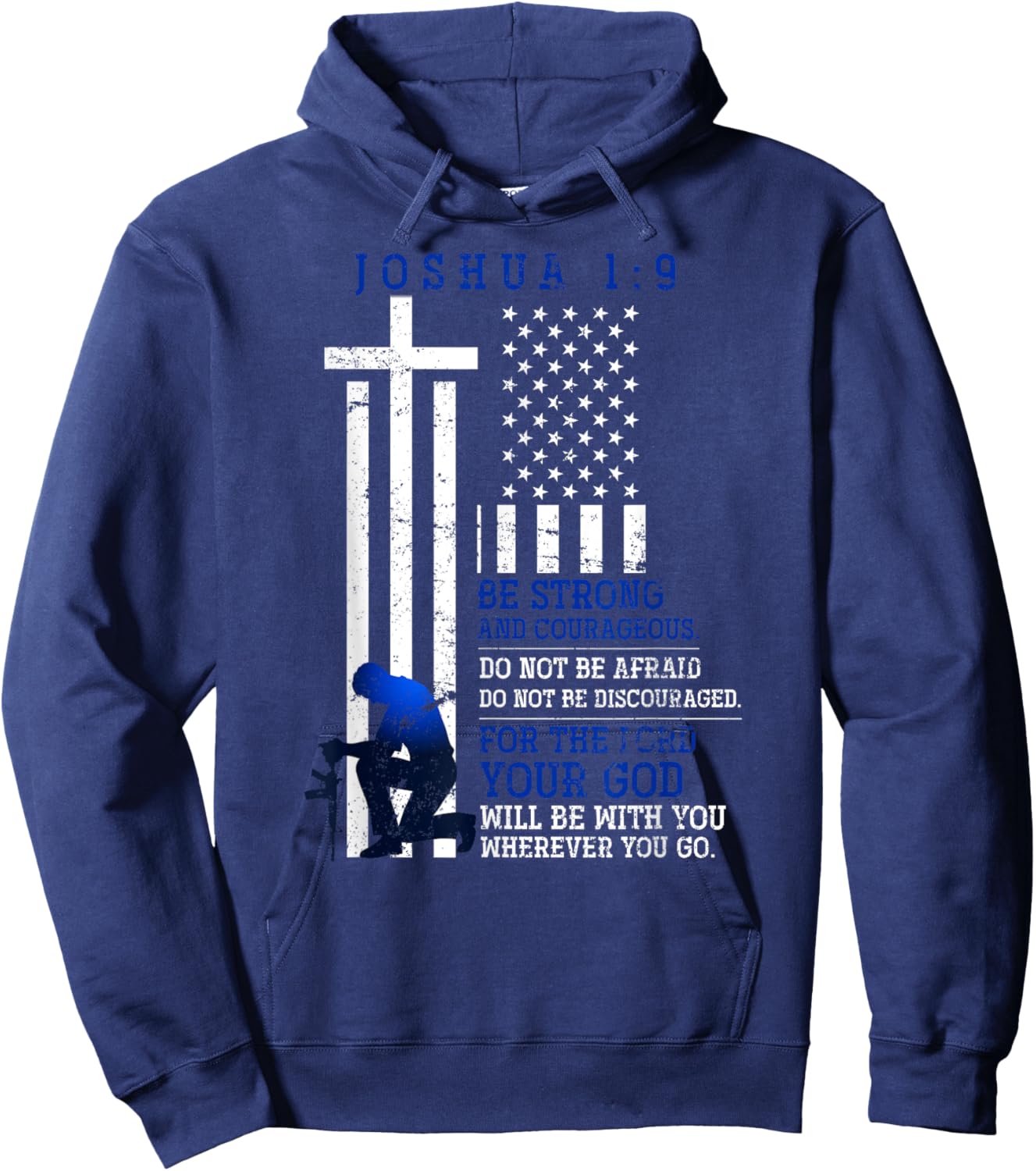 Holy Bible Verse US Flag American Christian Gift Prayer Hoodie - Hoodie | Navy