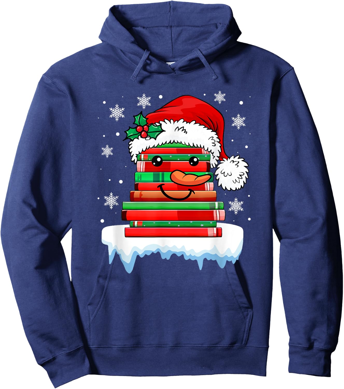 Librarian Book Santa Hat Reader Snow Pajamas Christmas Hoodie - Hoodie | Navy