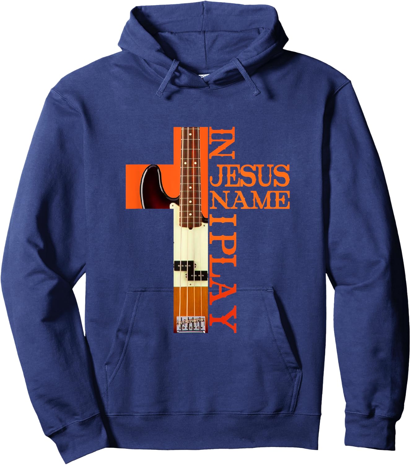 In Jesus Name I Play Bass Guitar Guitarist Player Hoodie - Hoodie | Navy