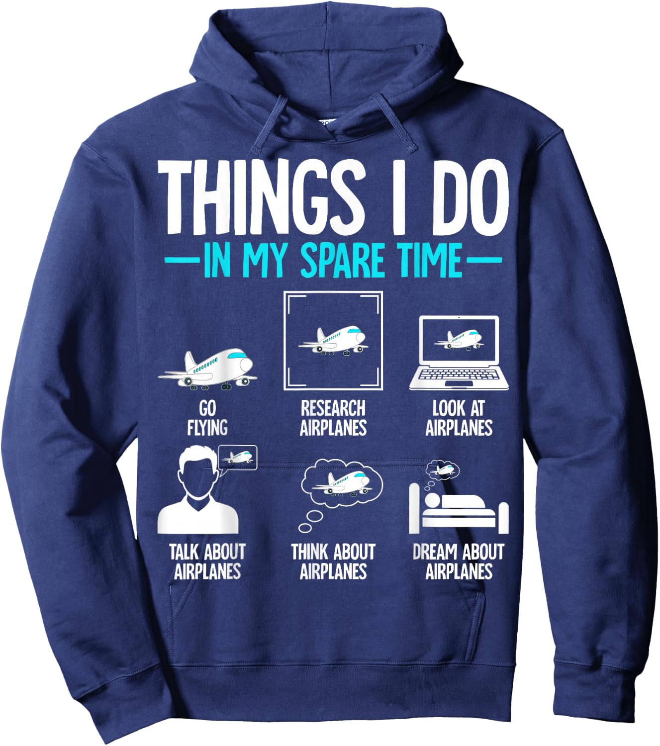 Things I Do in My Spare Time Flying Airplane Pilot Hoodie - Hoodie | Navy