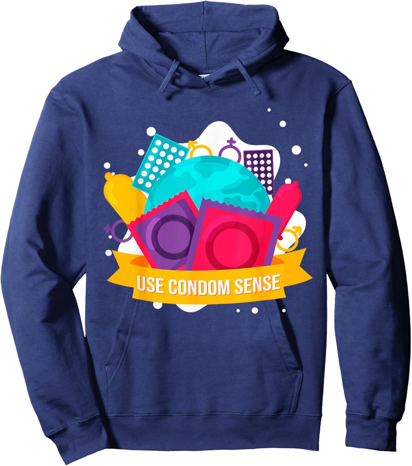 Funny Use Condom Sense Birth Control Safe Sex Hoodie - Hoodie | Navy