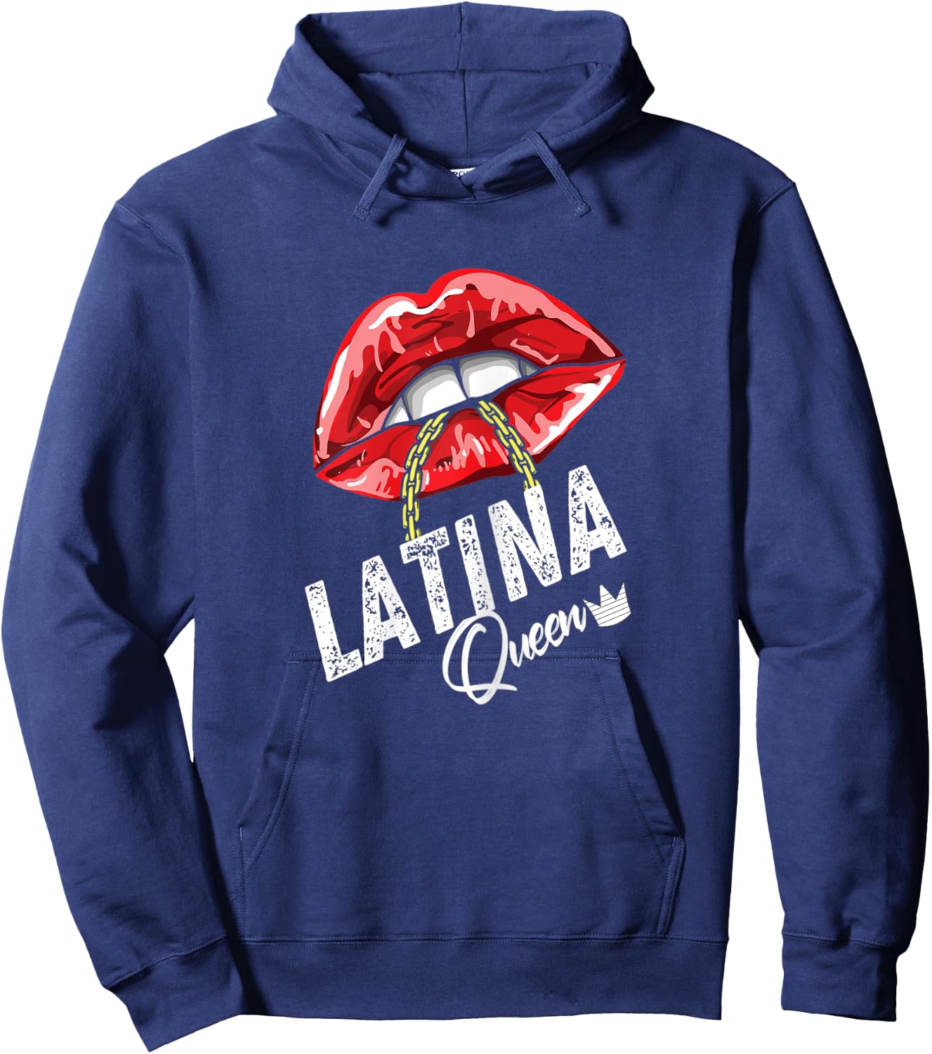 Latina Queen Sexy Lips Chain Puero Rican Mexican Diva Women Hoodie - Hoodie | Navy