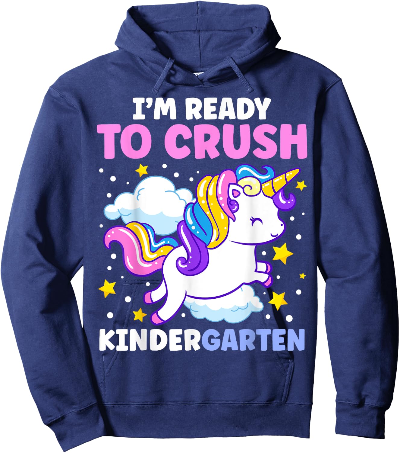 First Day of Kindergarten Unicorn Girls Back to School Hoodie - Hoodie | Navy