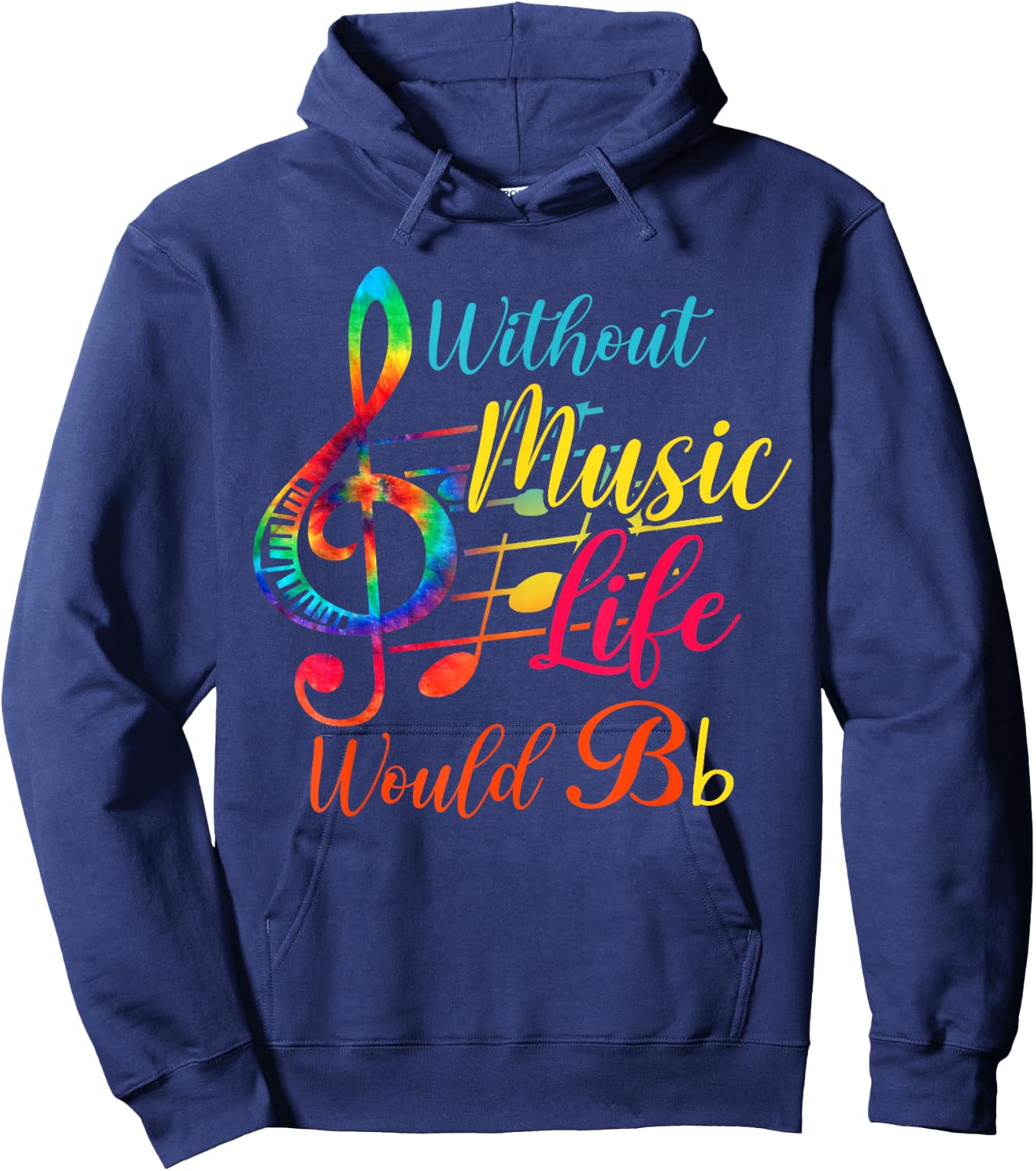 Without Music Life Would B Flat II - Funny Music Hoodie - Hoodie | Navy