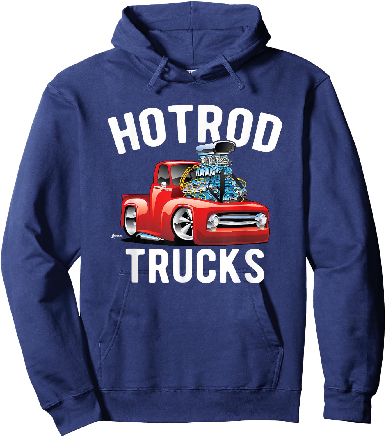 Hotrod Trucks Cartoon Classic Truck Design Hoodie - Hoodie | Navy
