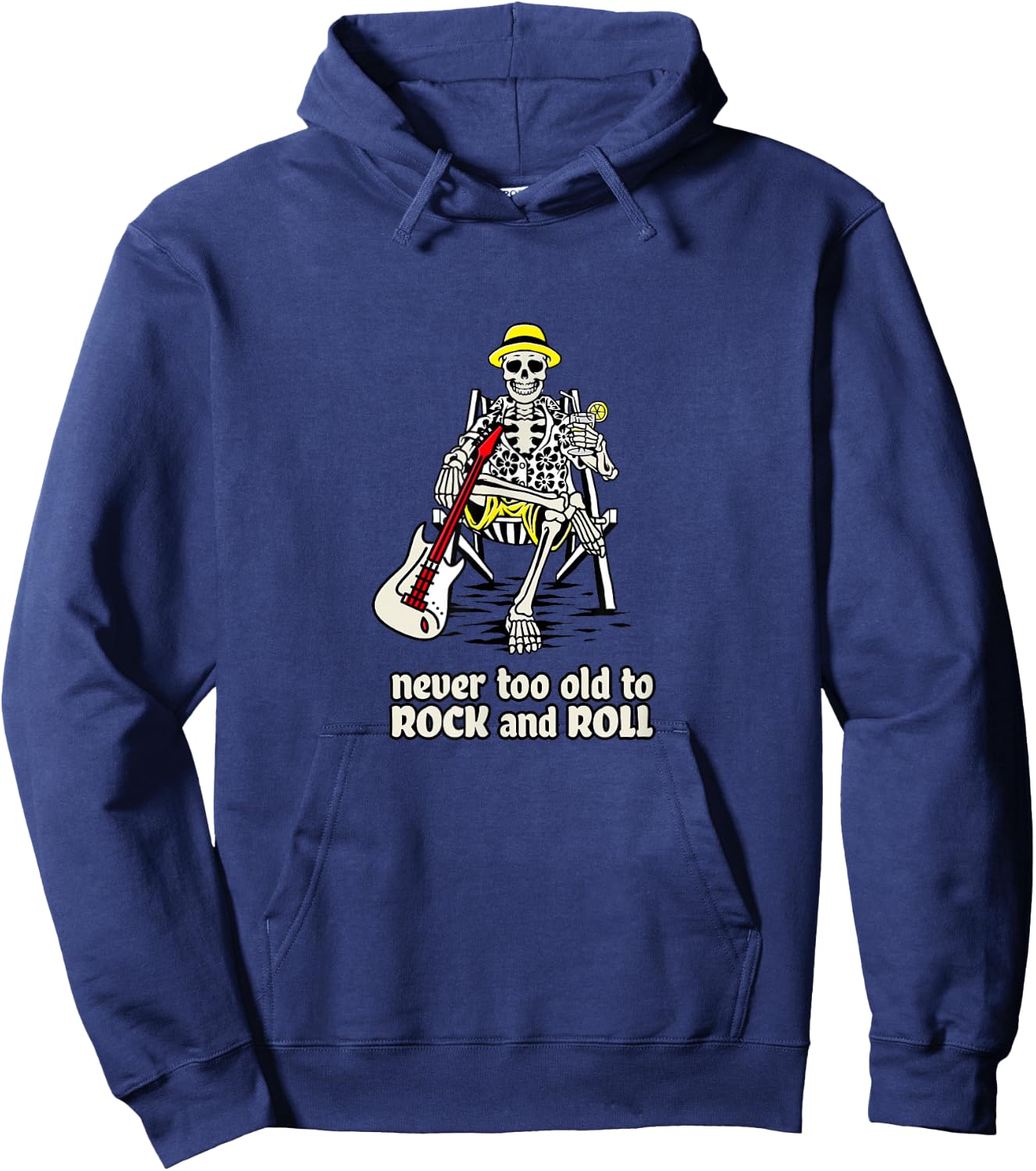 Never Too Old to Rock and Roll - Classic Rock and Roll Hoodie - Hoodie | Navy