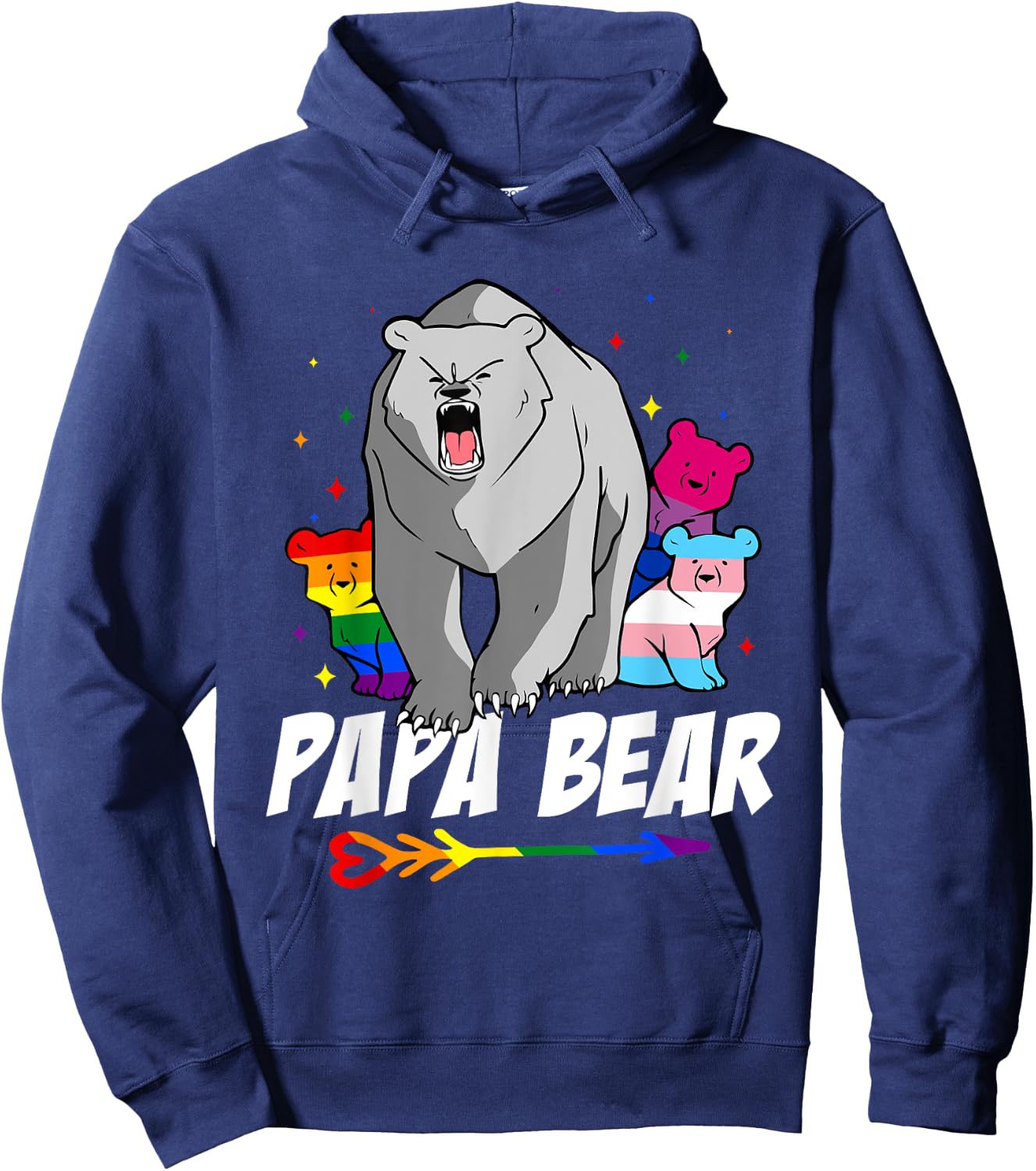 Papa Bear LGBT Gay Bisexual Trans Pride Month Support Hoodie - Hoodie | Navy