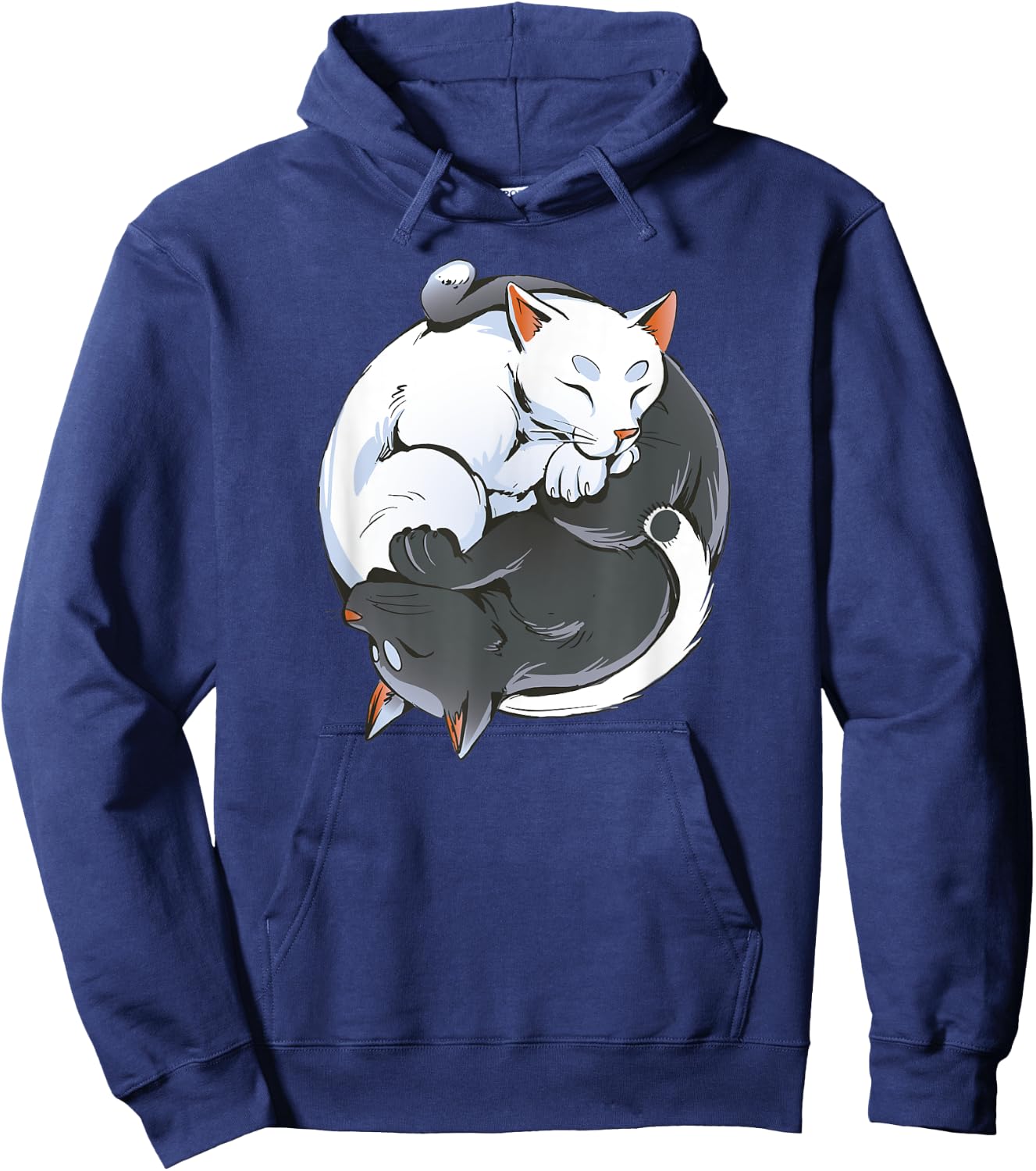 Black and White Cat Yin Yang Yoga Buddhism Cute Cat Lovers Men Women Kids Hoodie - Hoodie | Navy