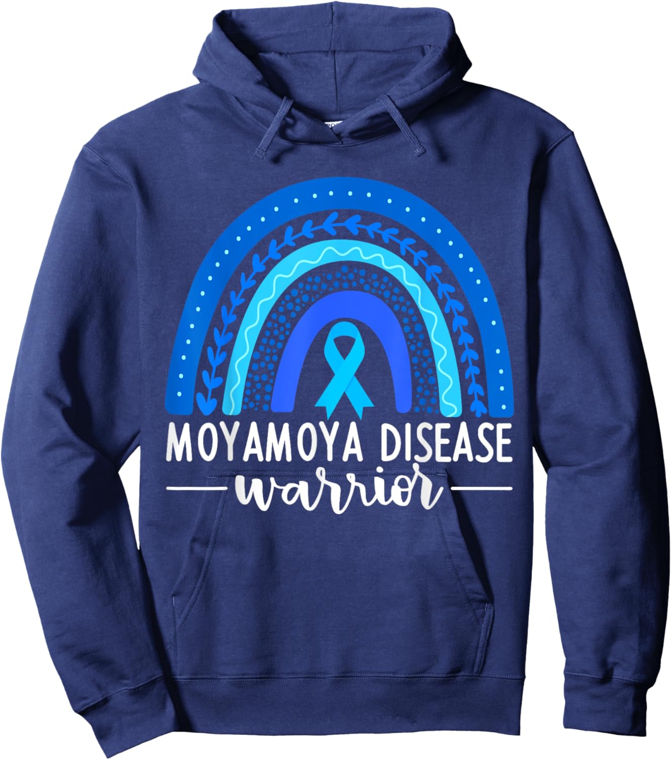 Moyamoya Awareness Shirt Blue Rainbow Boho Moyamoya Warrior Hoodie - Hoodie | Navy