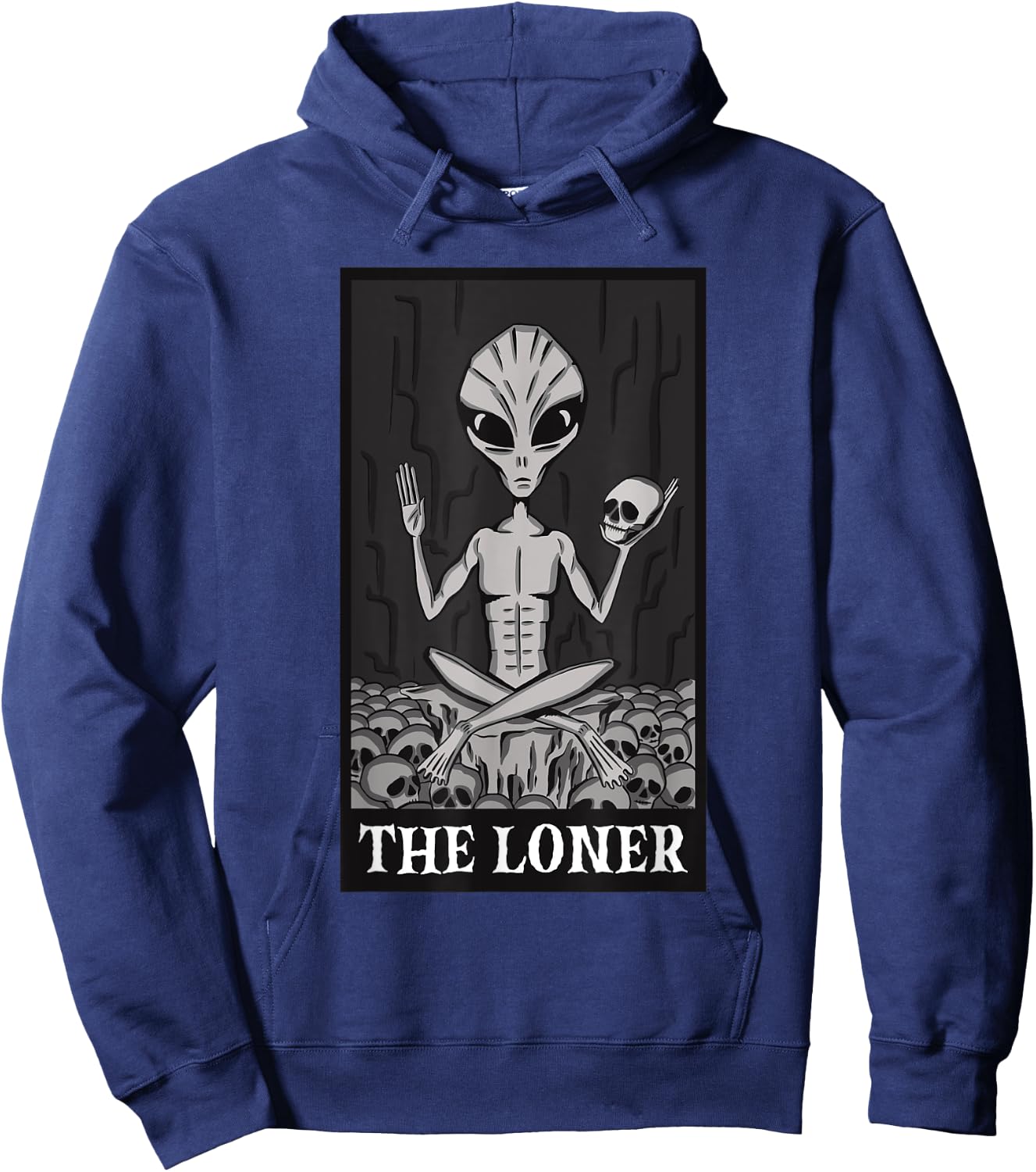 The Loner Lazy Halloween Costume Funny Alien Skeleton Skull Hoodie - Hoodie | Navy