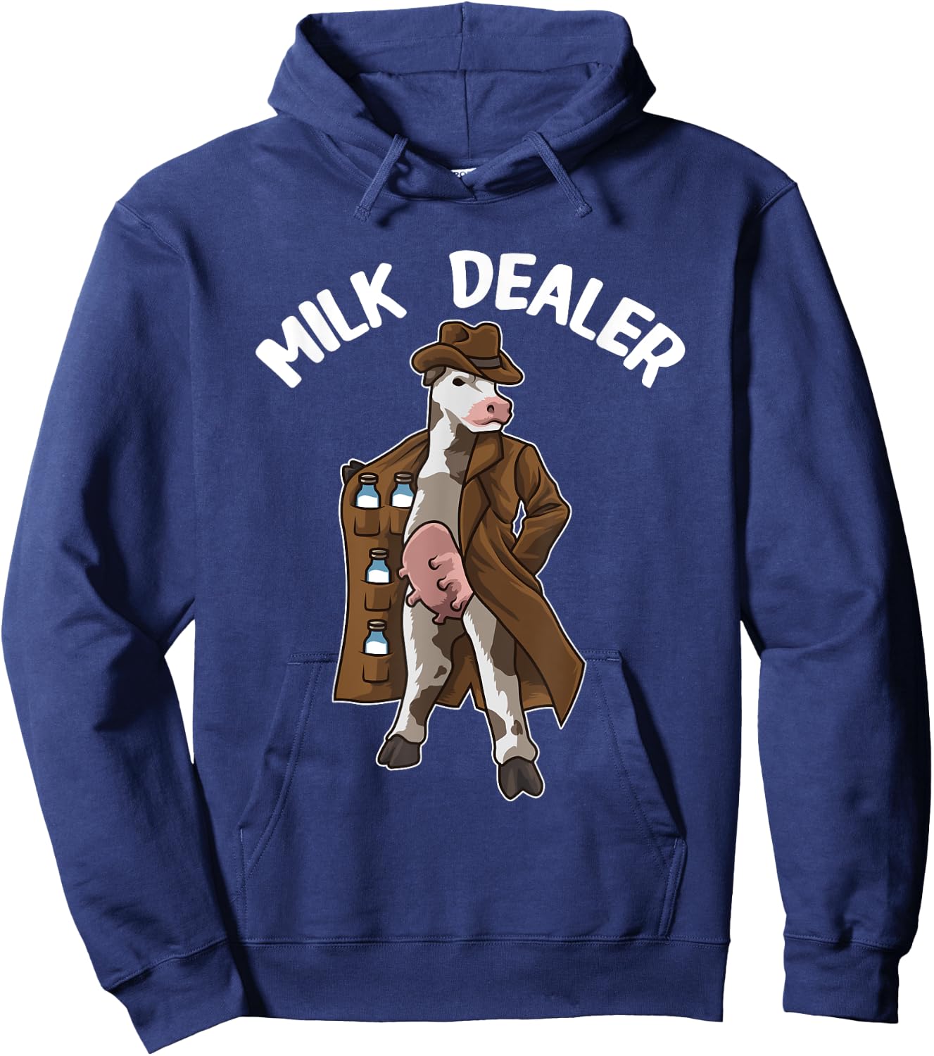 Funny Cow Hilarious Farmer Humor Cow "MILK DEALER" Hoodie - Hoodie | Navy