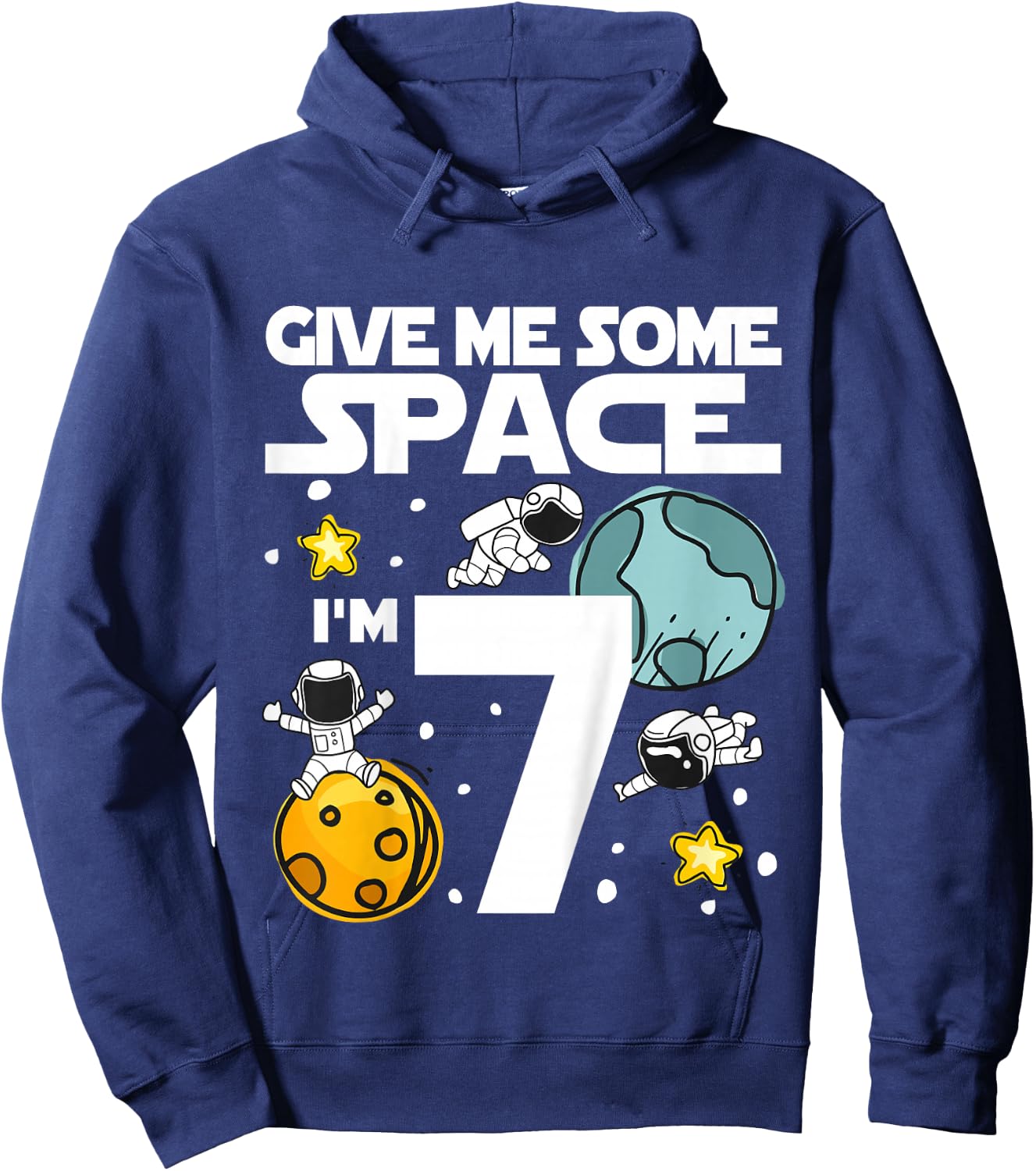 7 Year Old Outer Space Birthday Planets Astronaut 7th Gift Hoodie - Hoodie | Navy