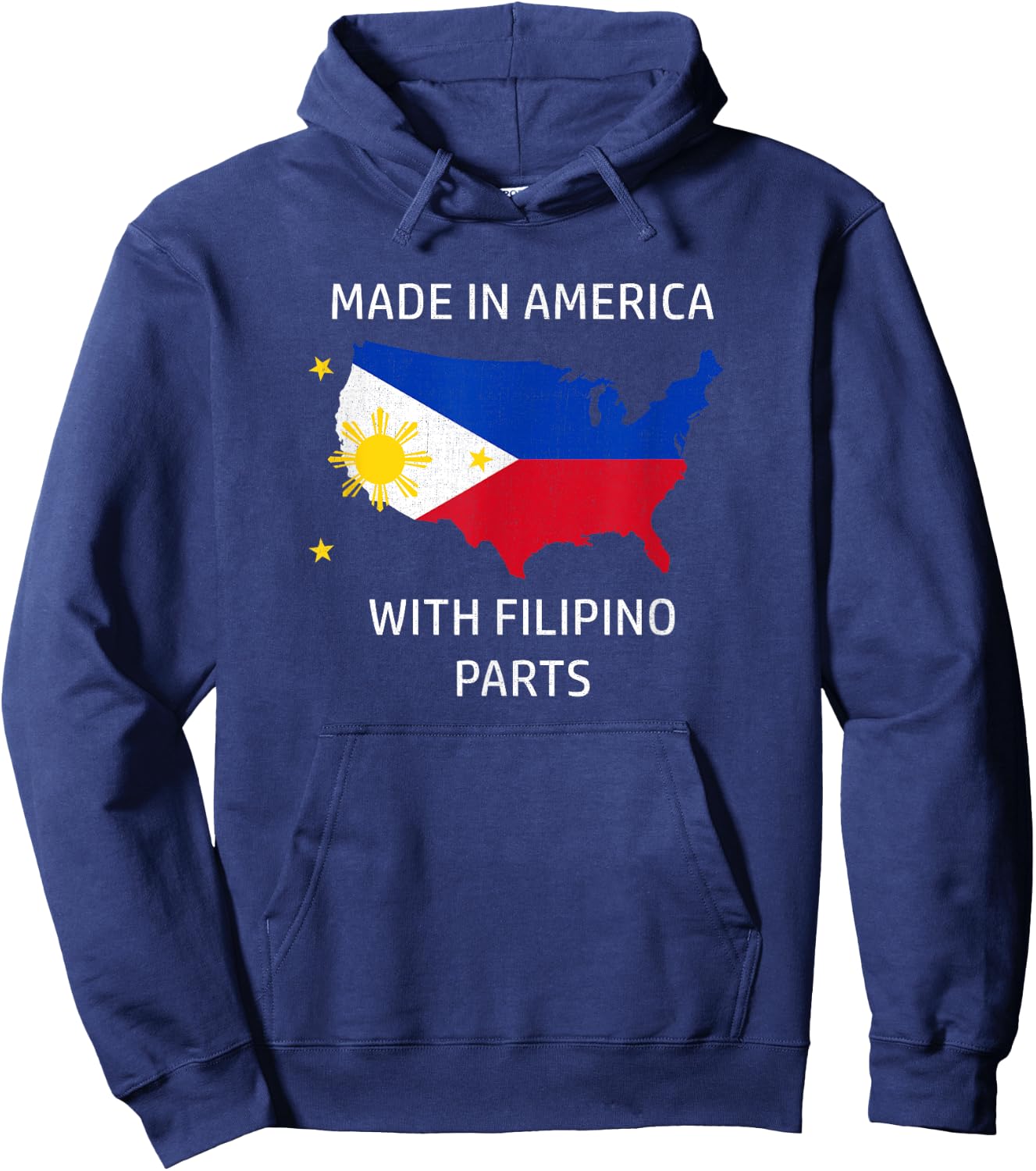 Made in America with Filipino Parts - Philippines and USA Hoodie - Hoodie | Navy