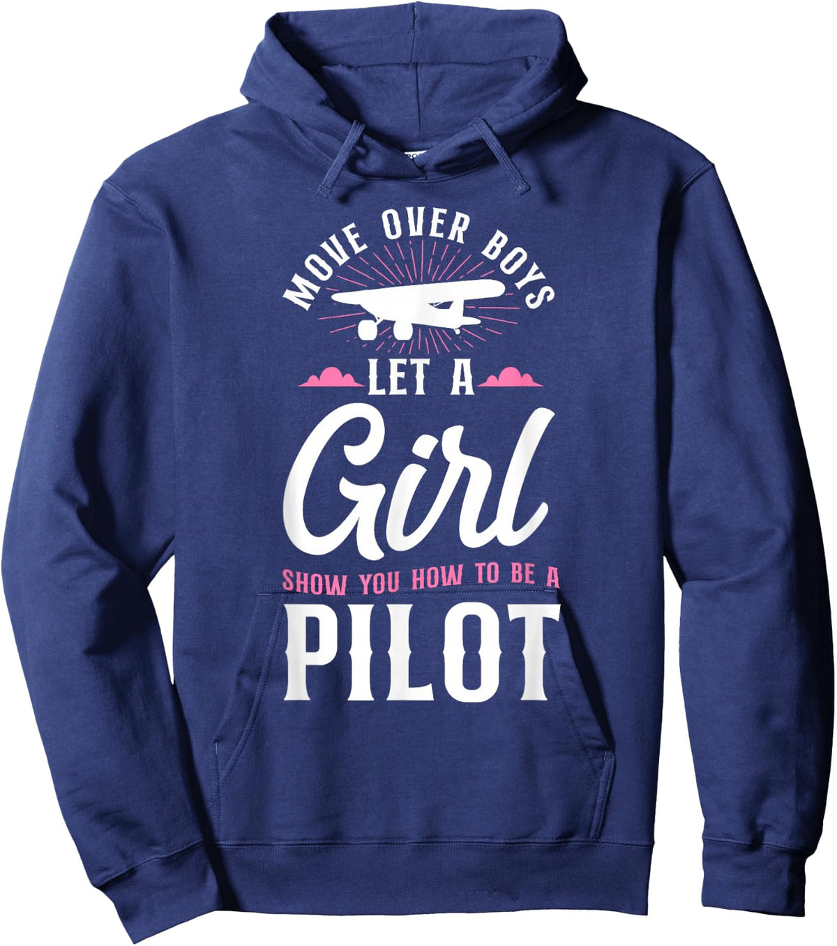 Airplane Pilot Girl Vintage Move Over Boys Let A Girl Show Hoodie - Hoodie | Navy