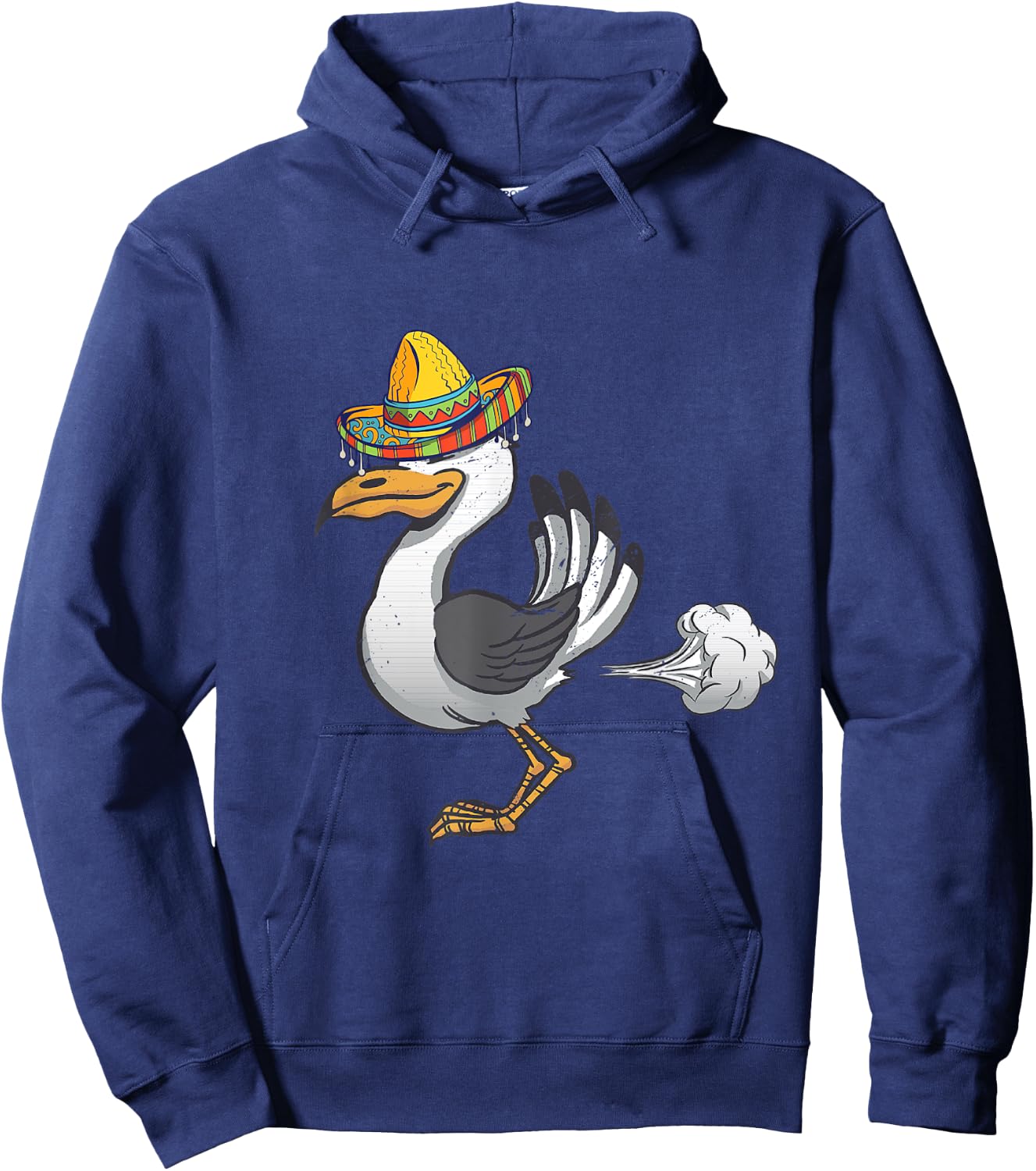 Funny Mexican Seagull Farting Sombrero Seagull Lover Gull Hoodie - Hoodie | Navy