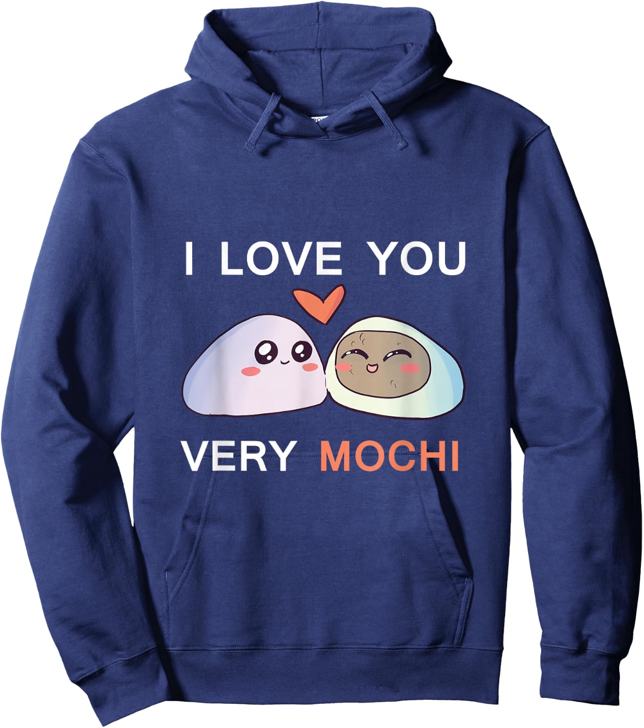 I Love You Very Mochi (Much) Valentine's Day Dessert Pun Hoodie - Hoodie | Navy