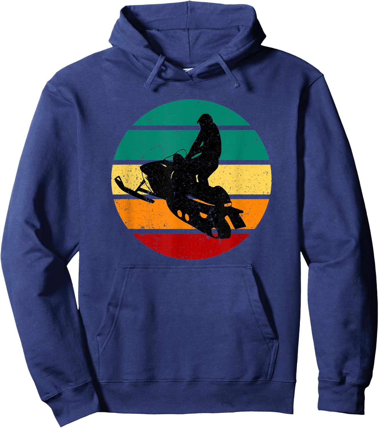 Snowmobile Vintage Motor Sled & Sunset Winter Sports Alpine Hoodie - Hoodie | Navy