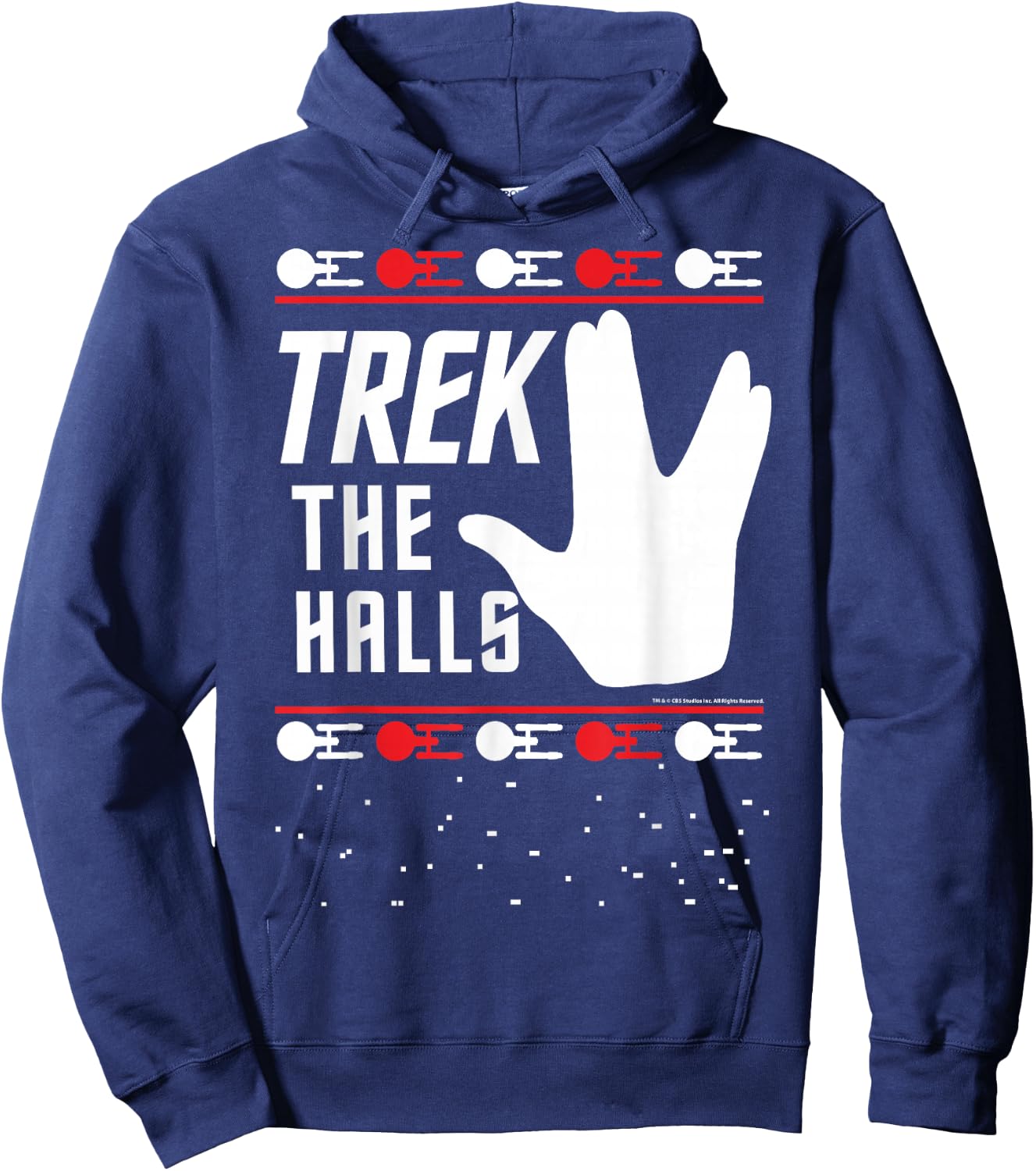 Star Trek Christmas Trek The Halls Sweater Hoodie - Hoodie | Navy