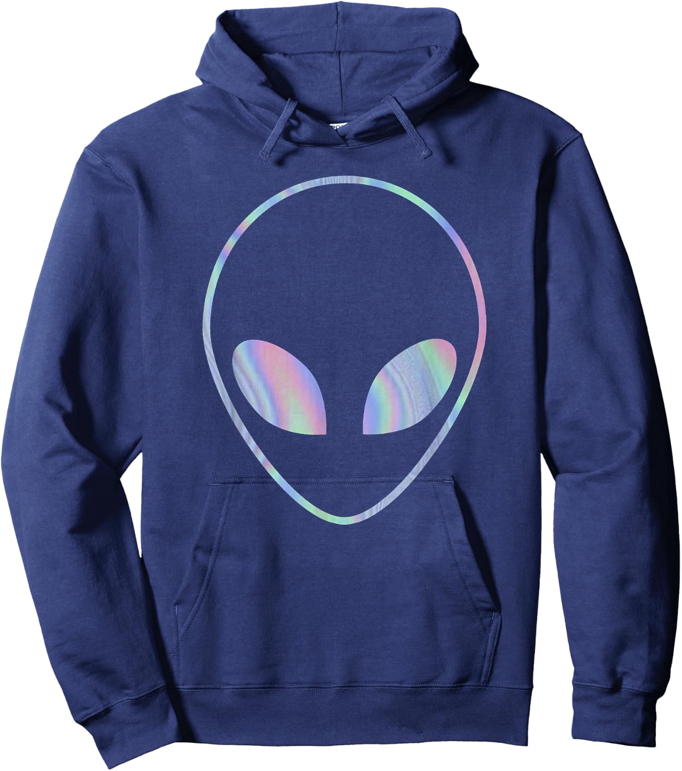 Trendy Alien Holographic Big Face Hoodie - Hoodie | Navy