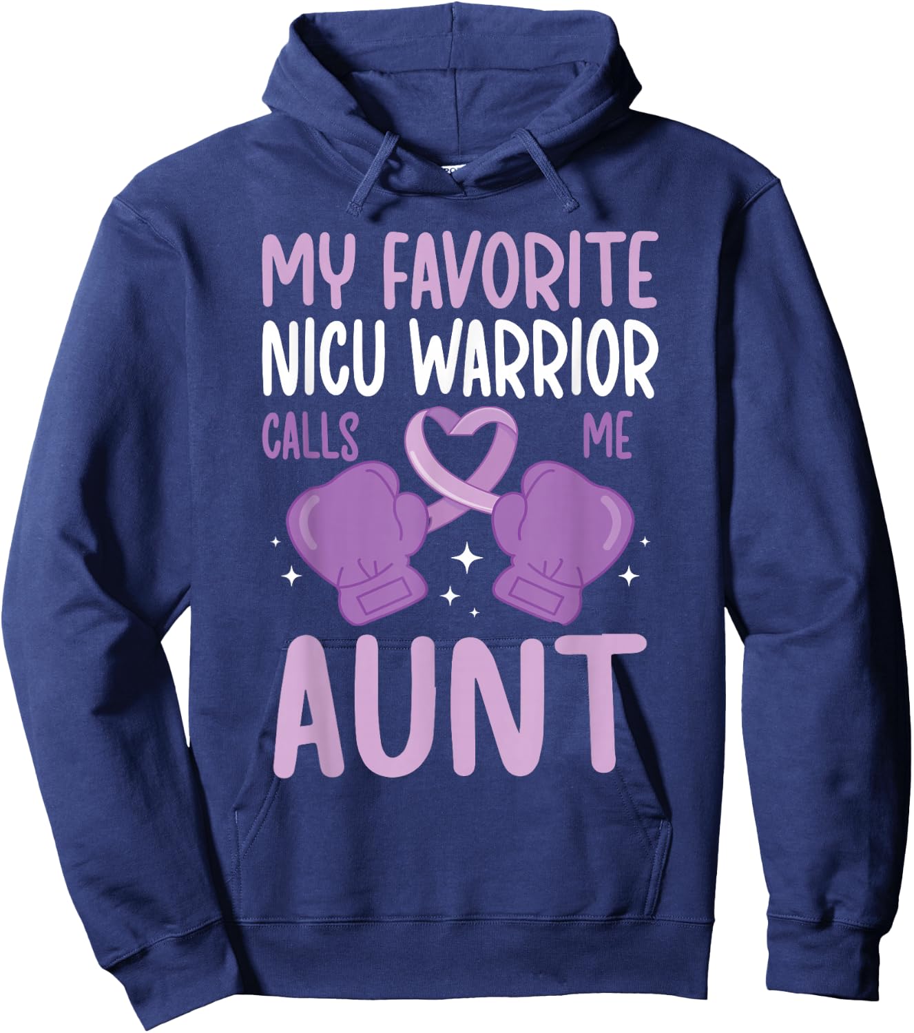 NICU Aunt Micro Preemie Baby Auntie of NICU Warrior Hoodie - Hoodie | Navy
