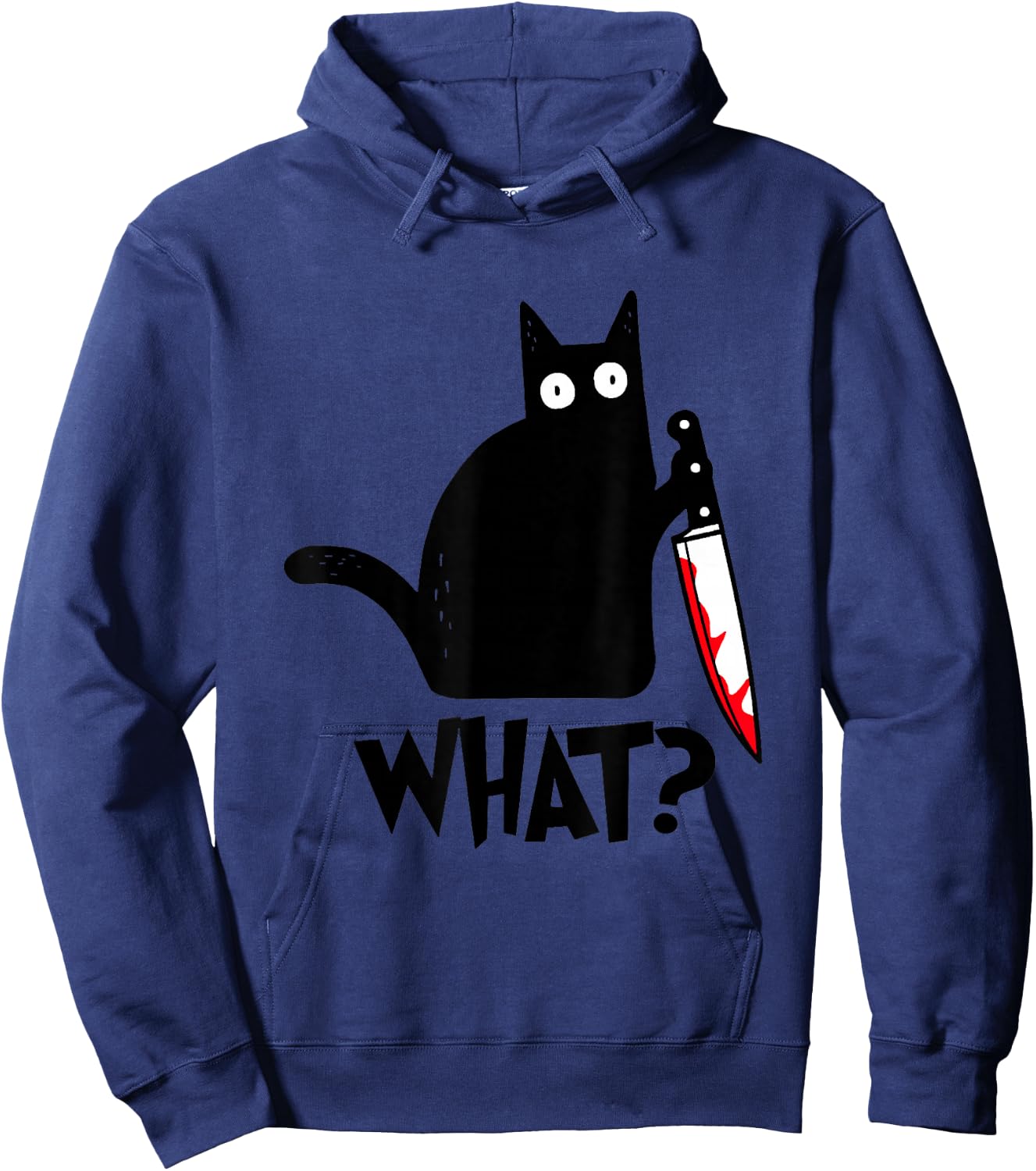 Cat What Funny Black Cat Shirt, Murderous Cat With Knife Hoodie - Hoodie | Navy