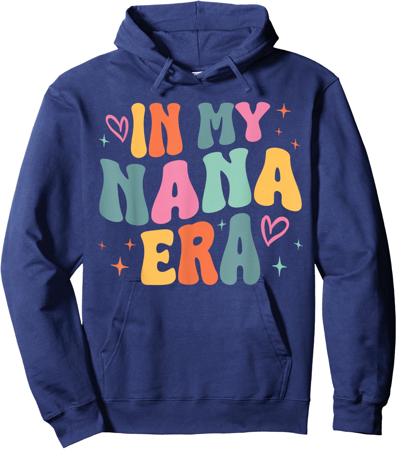 Retro Groovy In My Nana Era Funny Family Matching Hoodie - Hoodie | Navy