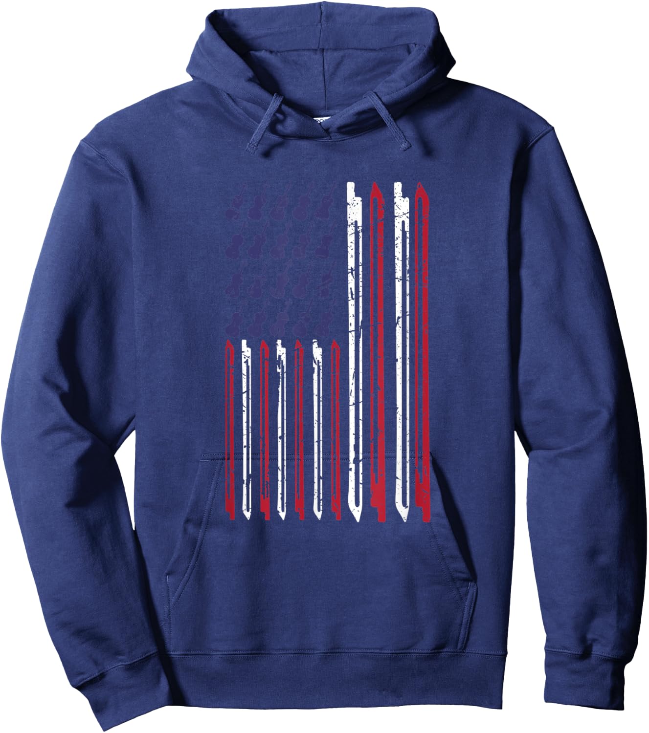 Violin Bow Music Musical Violinist USA American Flag Kids Men Hoodie - Hoodie | Navy