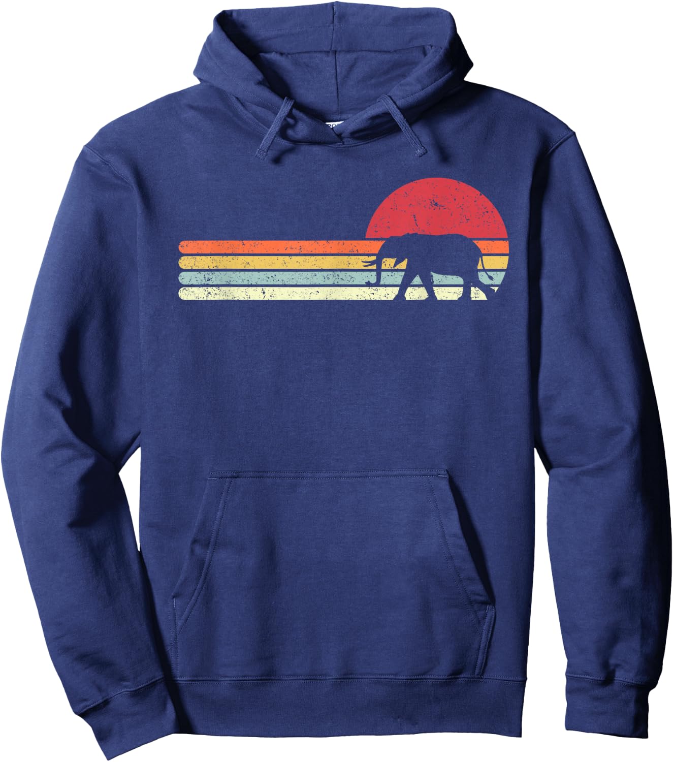 Elephant Shirt. Retro Style Hoodie - Hoodie | Navy