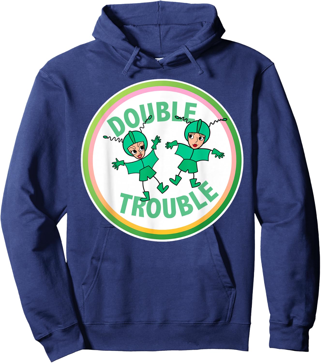 Classic TV Shirts Women's Lucy and Ethel in Trouble Black Cartoon Modern Small Hoodie - Hoodie | Navy
