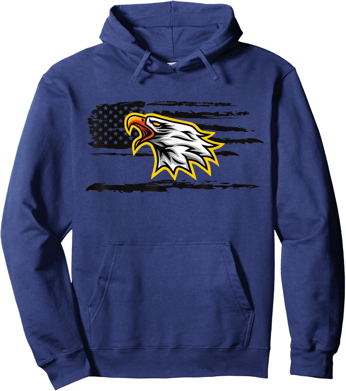 Usa Flag with Screaming Eagle Hoodie - Hoodie | Navy